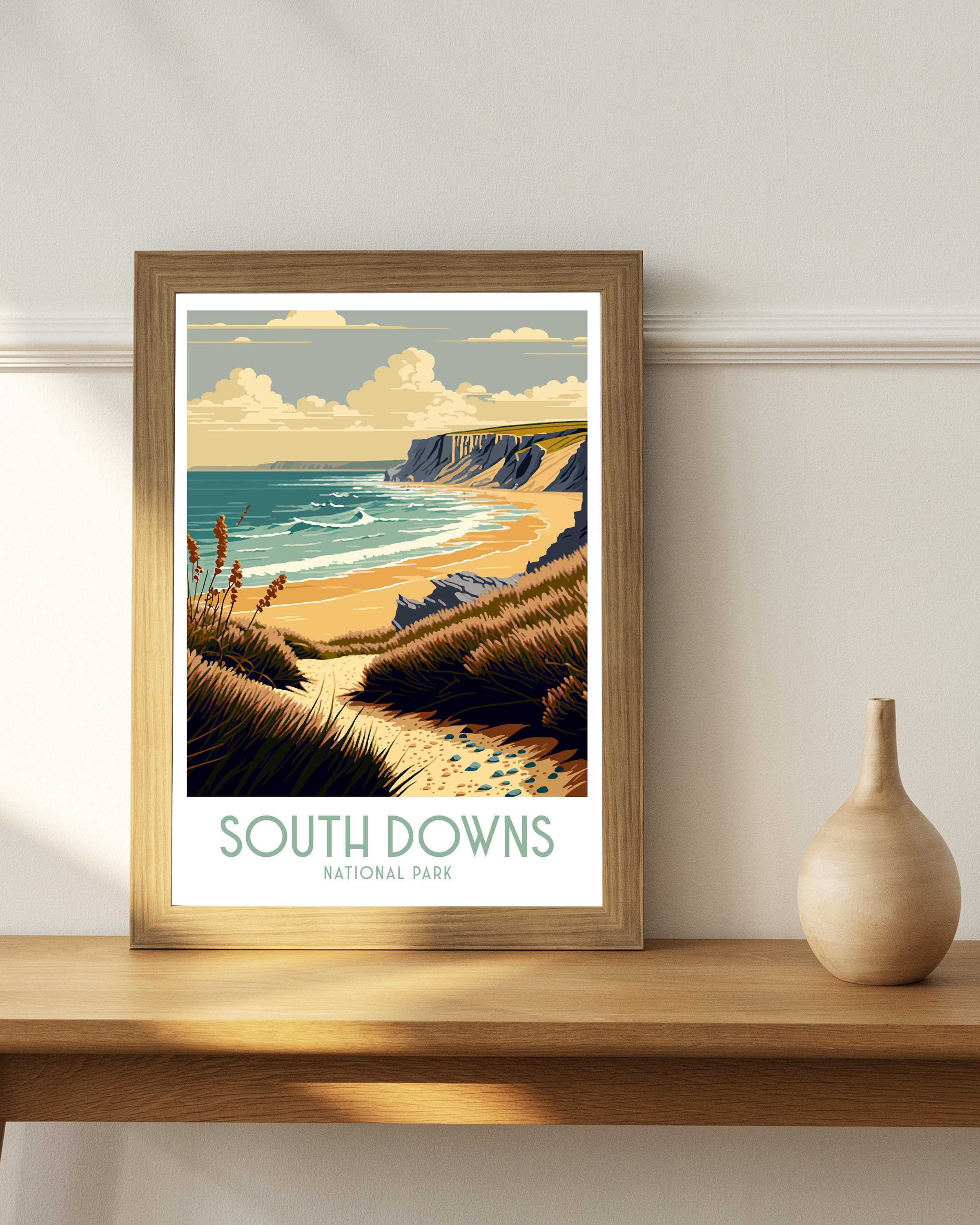 South Downs National Park Travel Poster | Seven Sisters Print