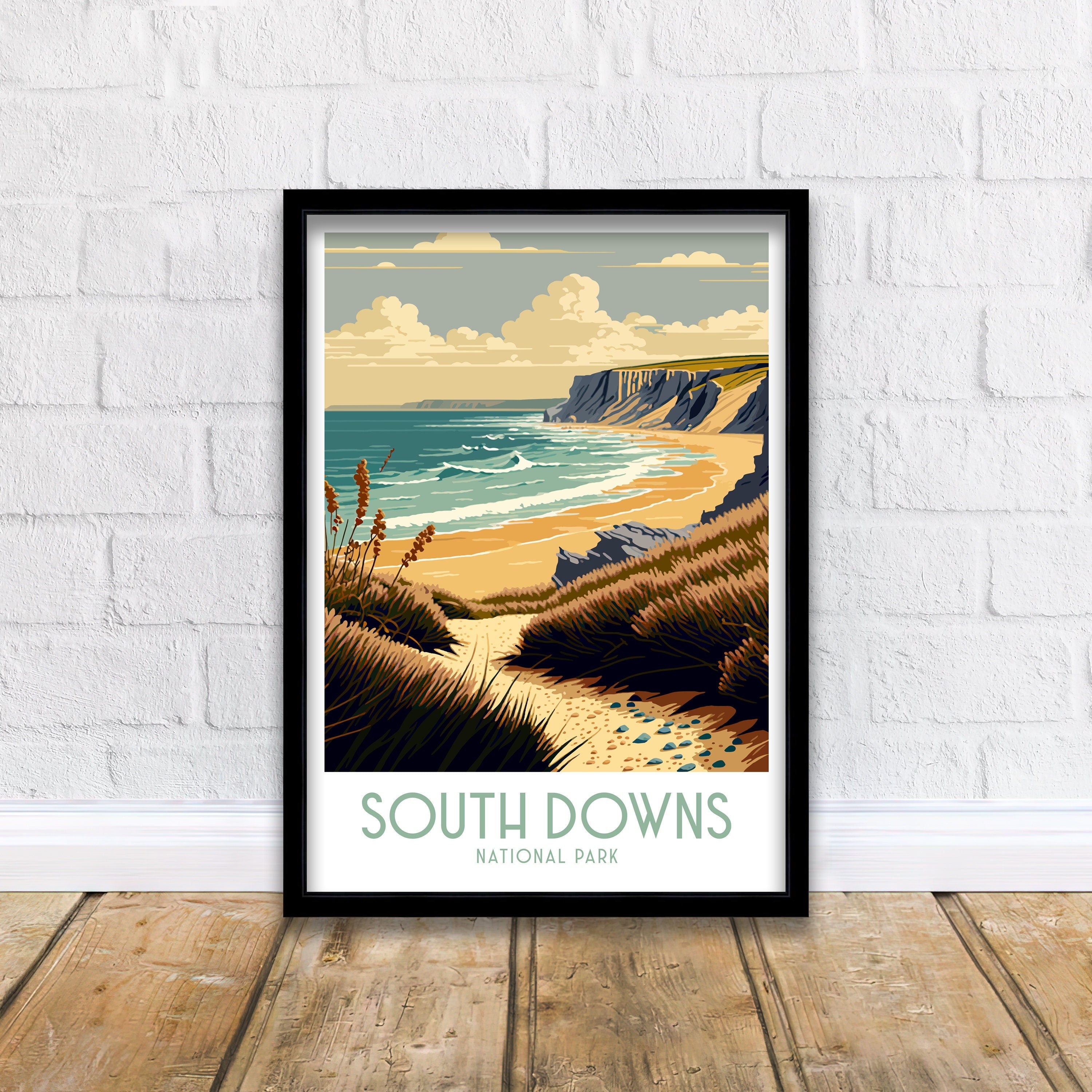 South Downs National Park Travel Poster | Seven Sisters Print