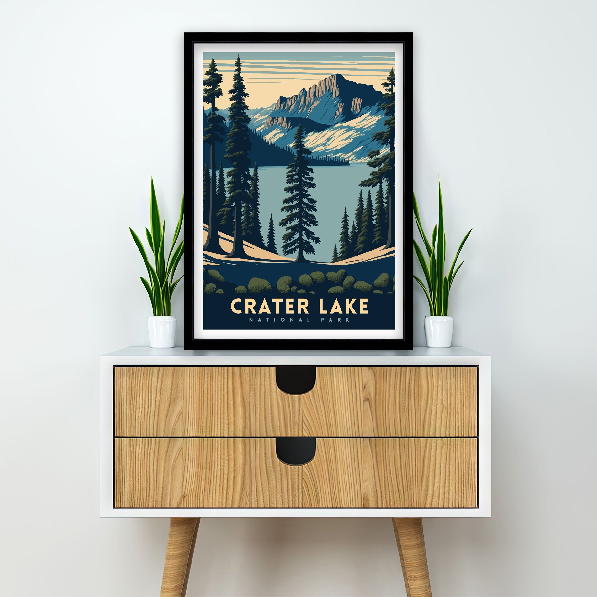 Crater Lake National Park Travel Poster | Oregon Art Print