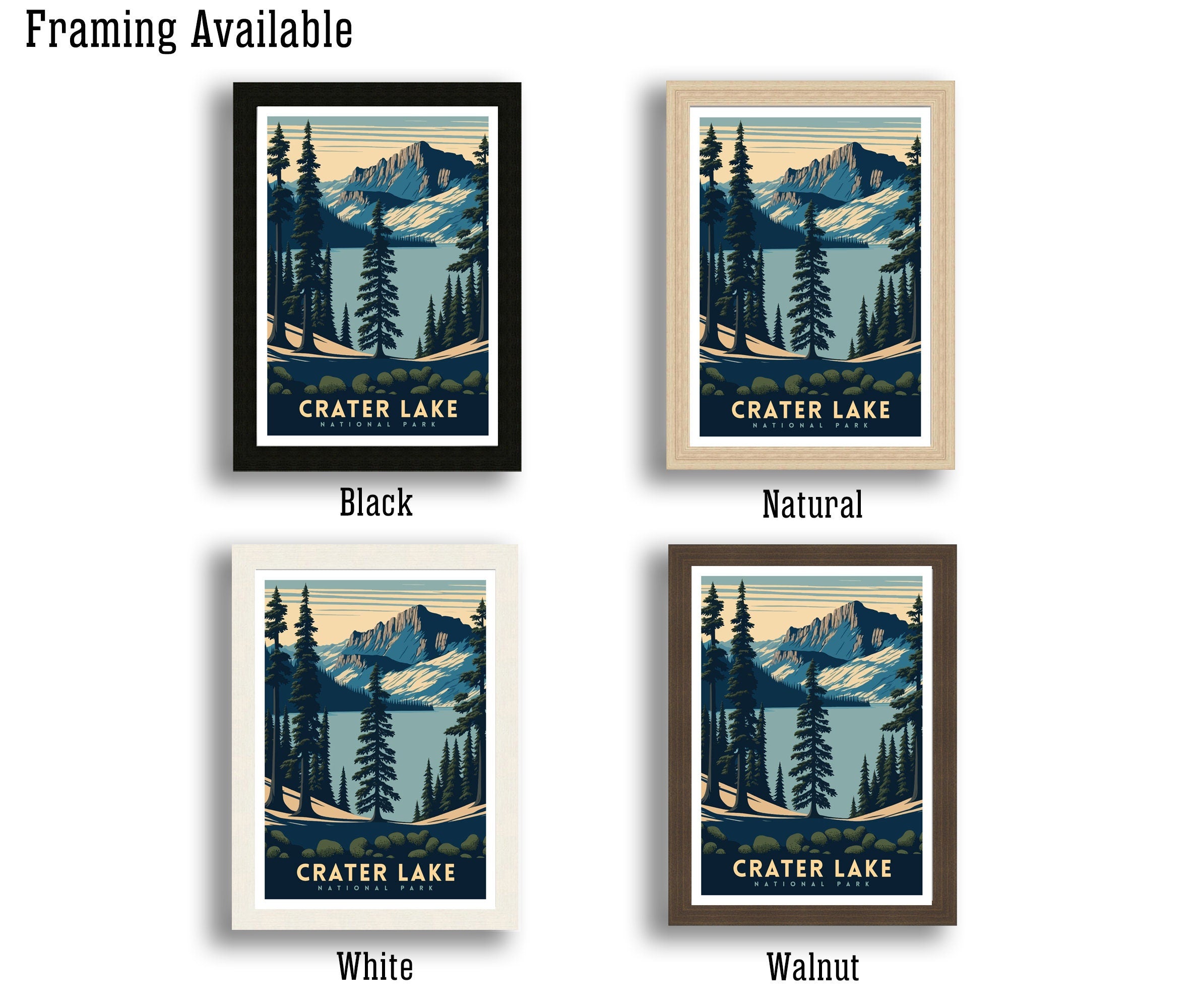 Crater Lake National Park Travel Poster | Oregon Art Print