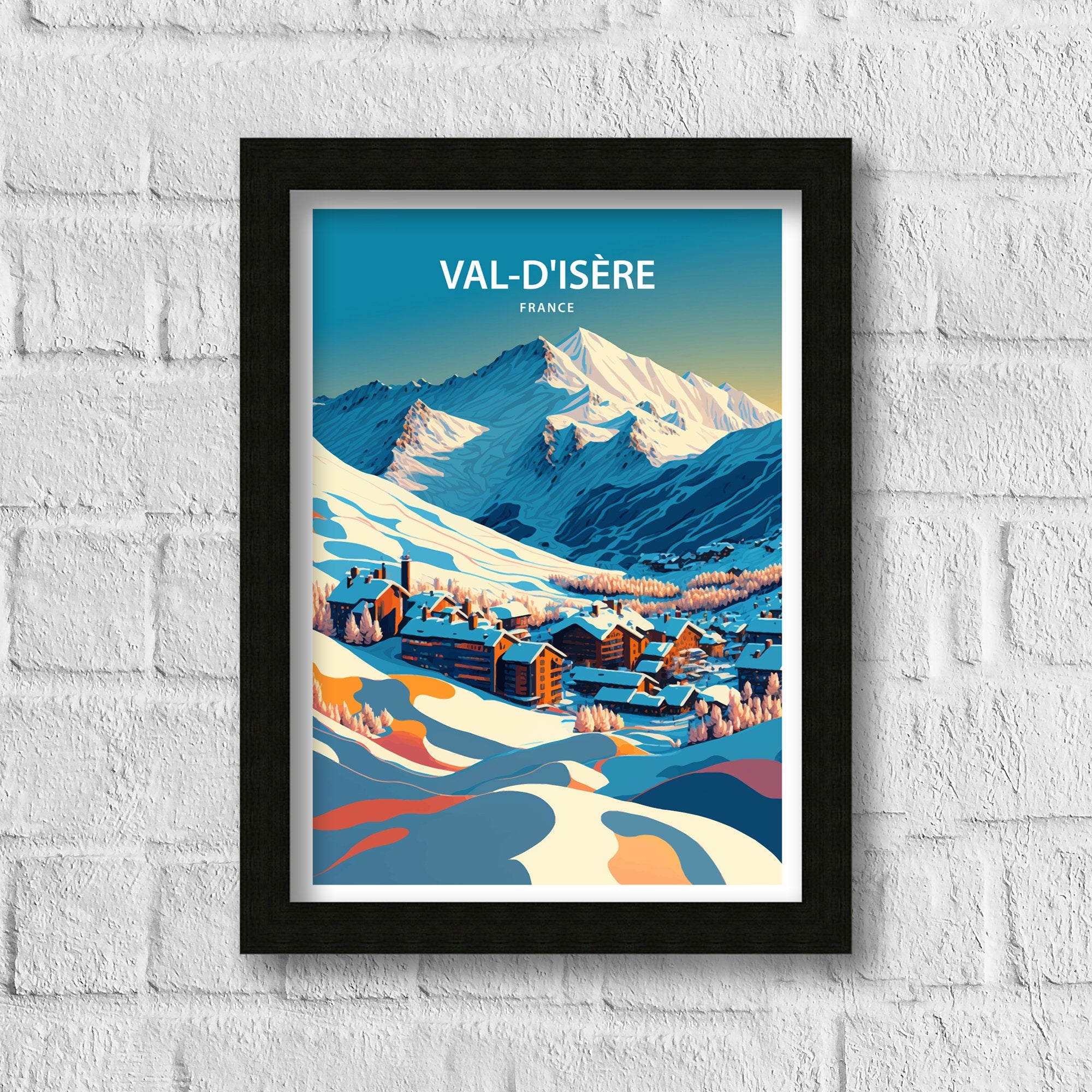 Val d'Isère Ski Poster | French Alps Travel Print