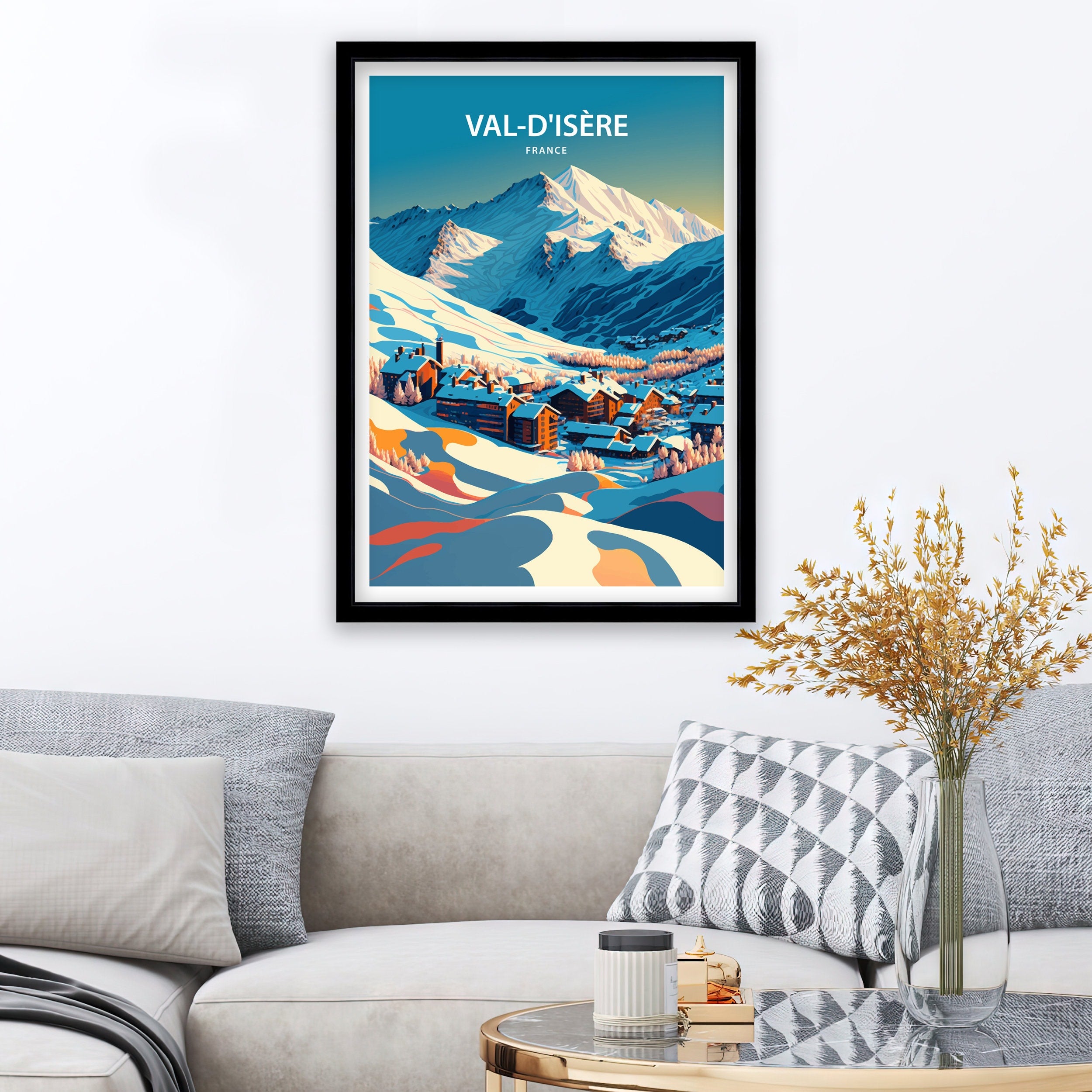Val d'Isère Ski Poster | French Alps Travel Print