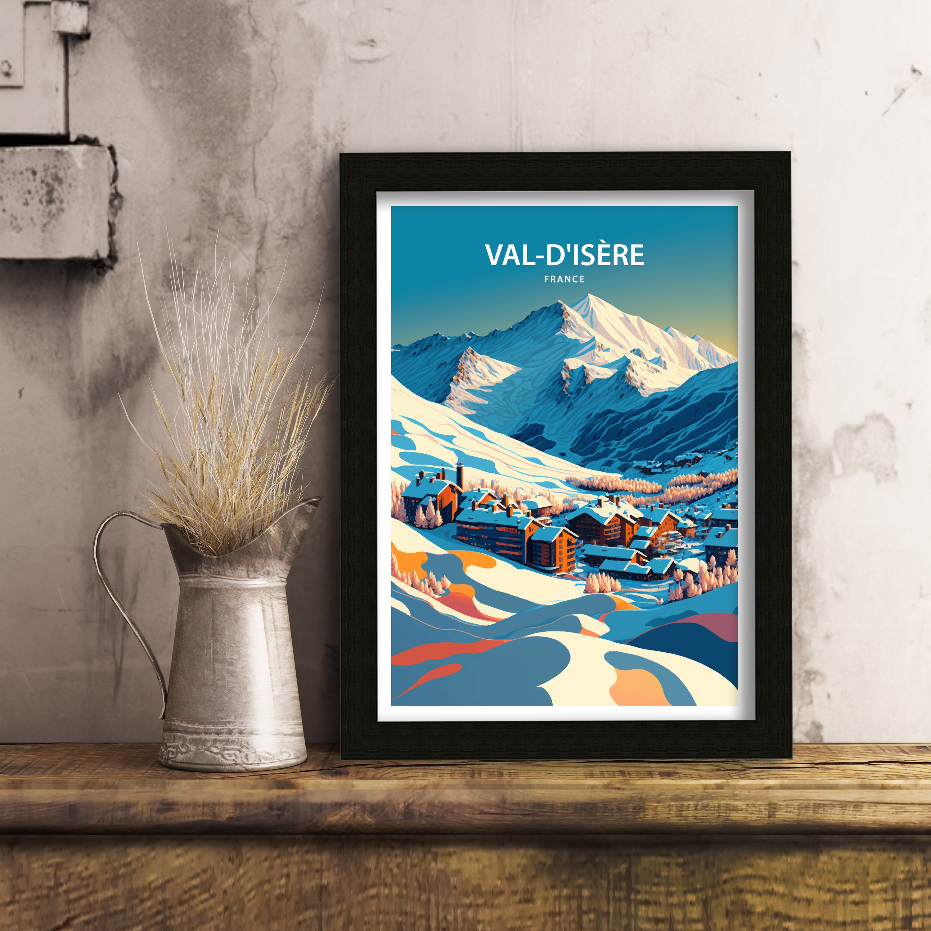 Val d'Isère Ski Poster | French Alps Travel Print