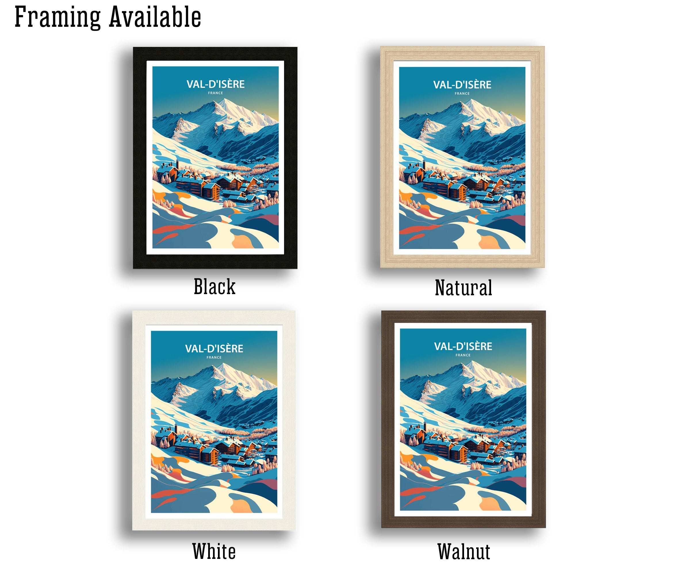 Val d'Isère Ski Poster | French Alps Travel Print