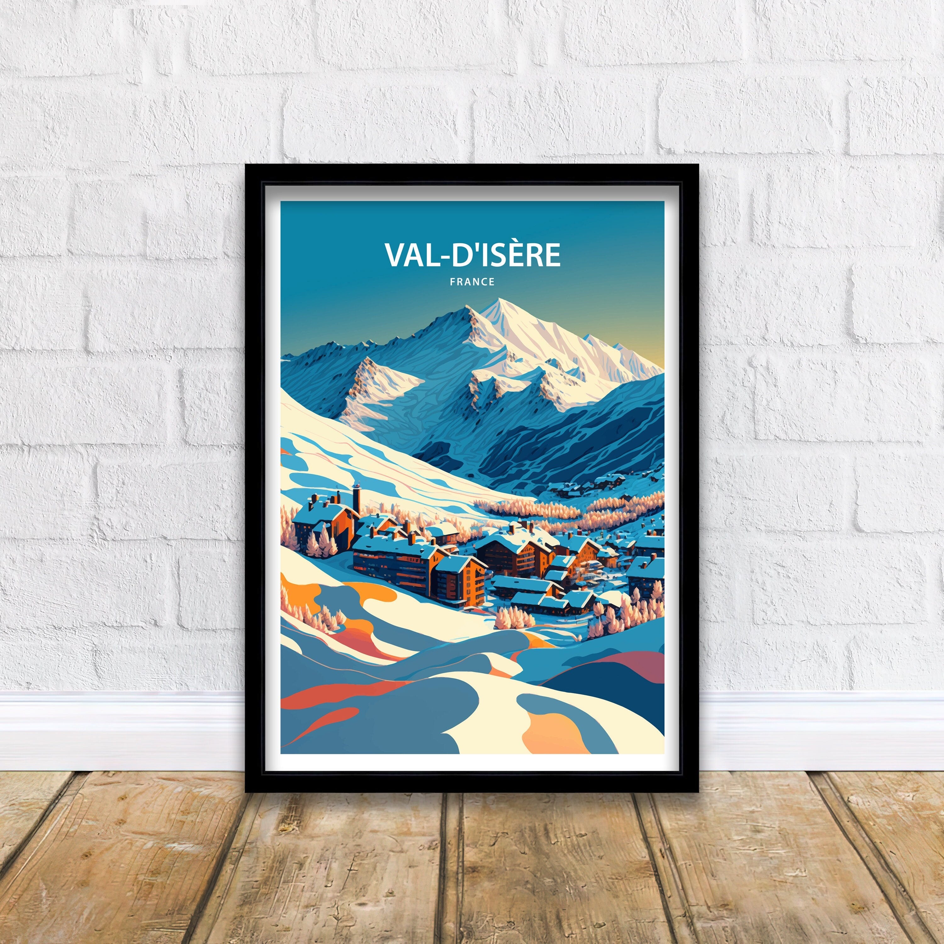 Val d'Isère Ski Poster | French Alps Travel Print