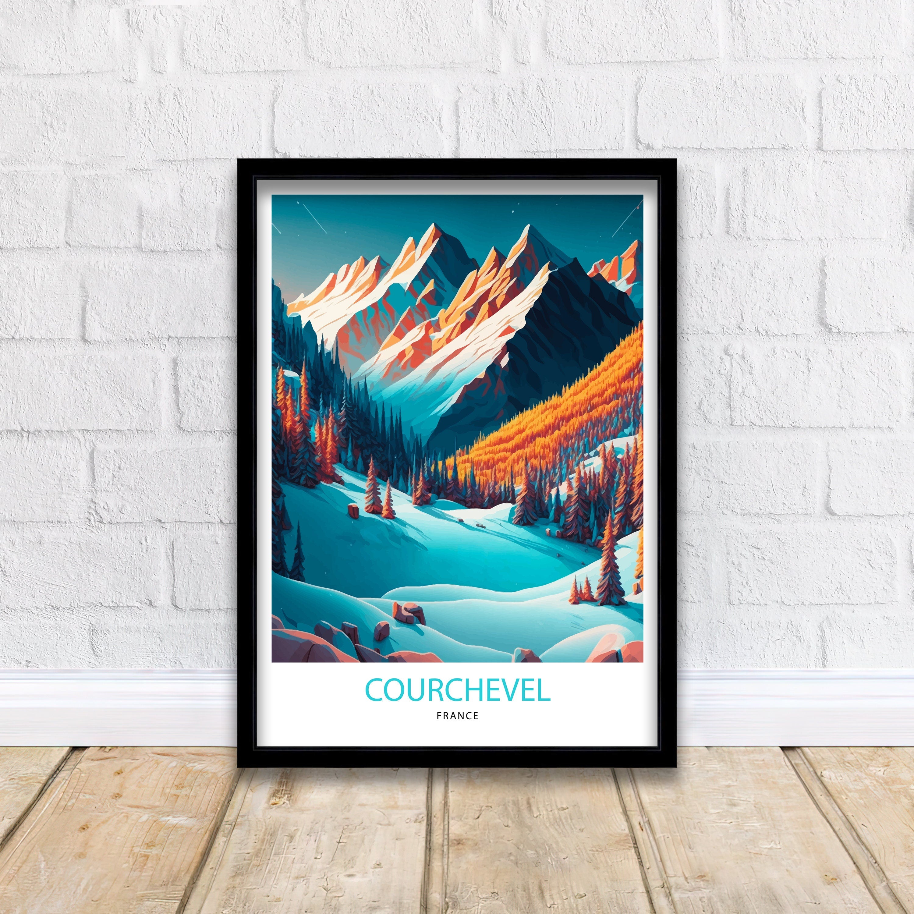 Courchevel France Ski Poster | French Alps Travel Print