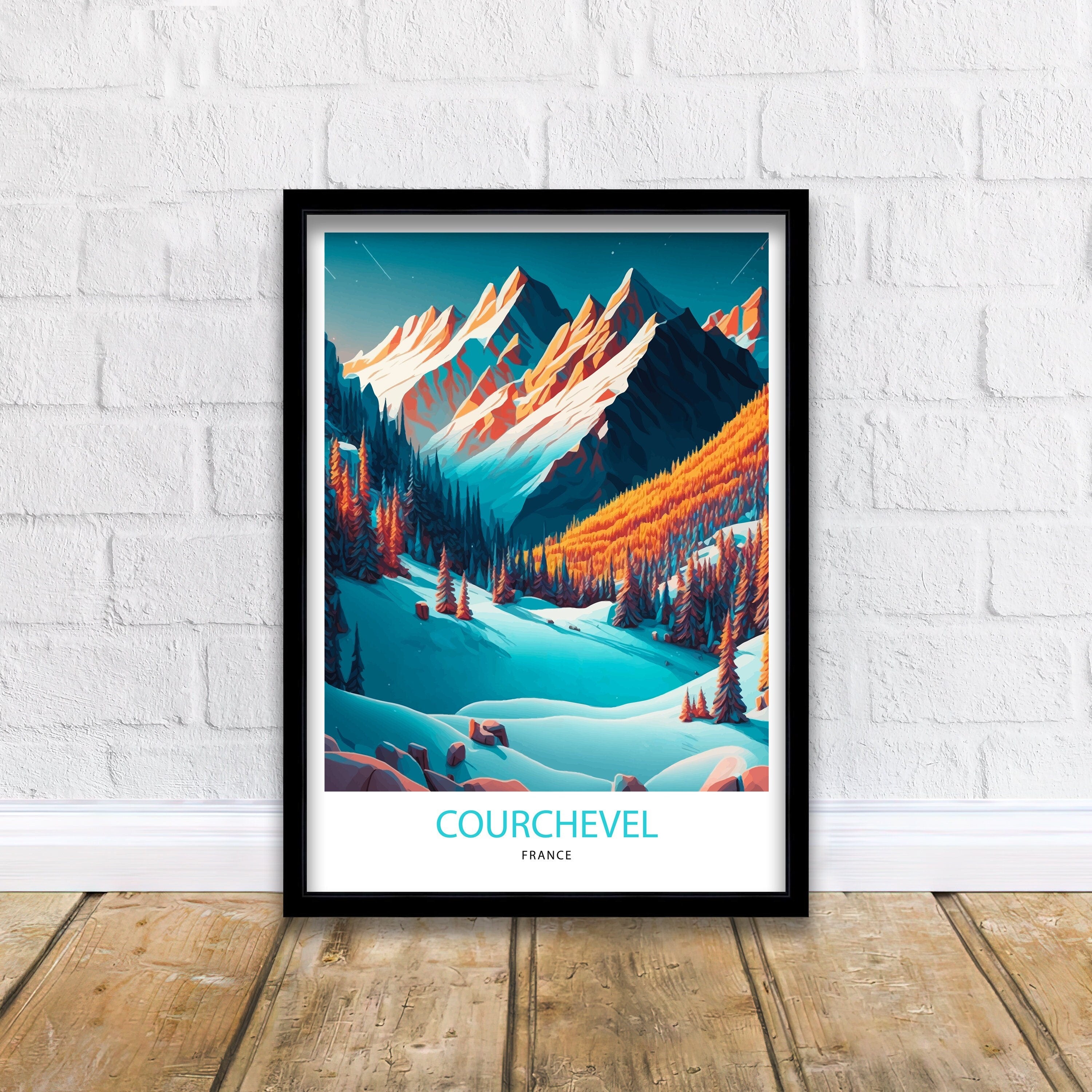 Courchevel France Ski Poster | French Alps Travel Print
