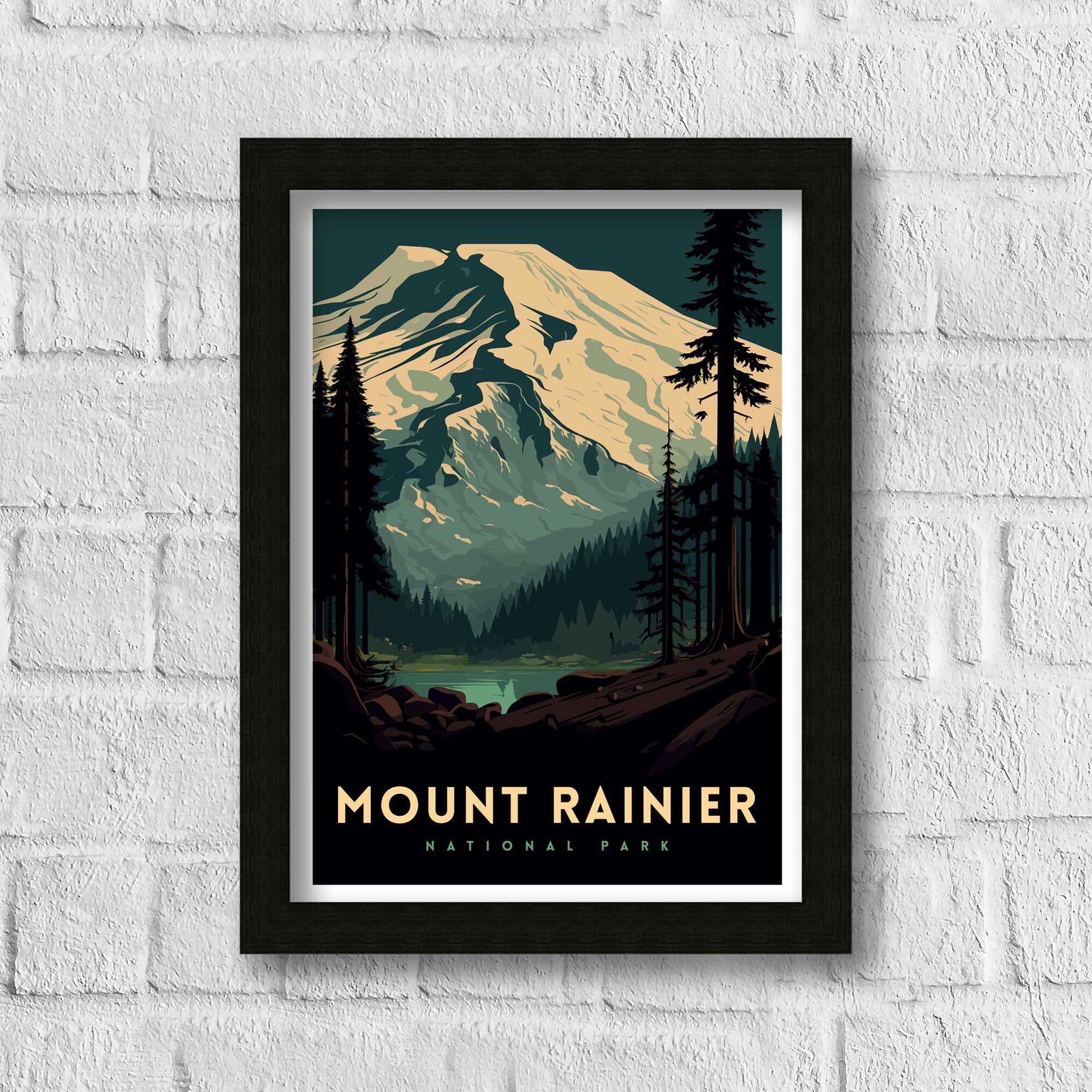 Mount Rainier National Park Travel Poster | Washington State Art Print