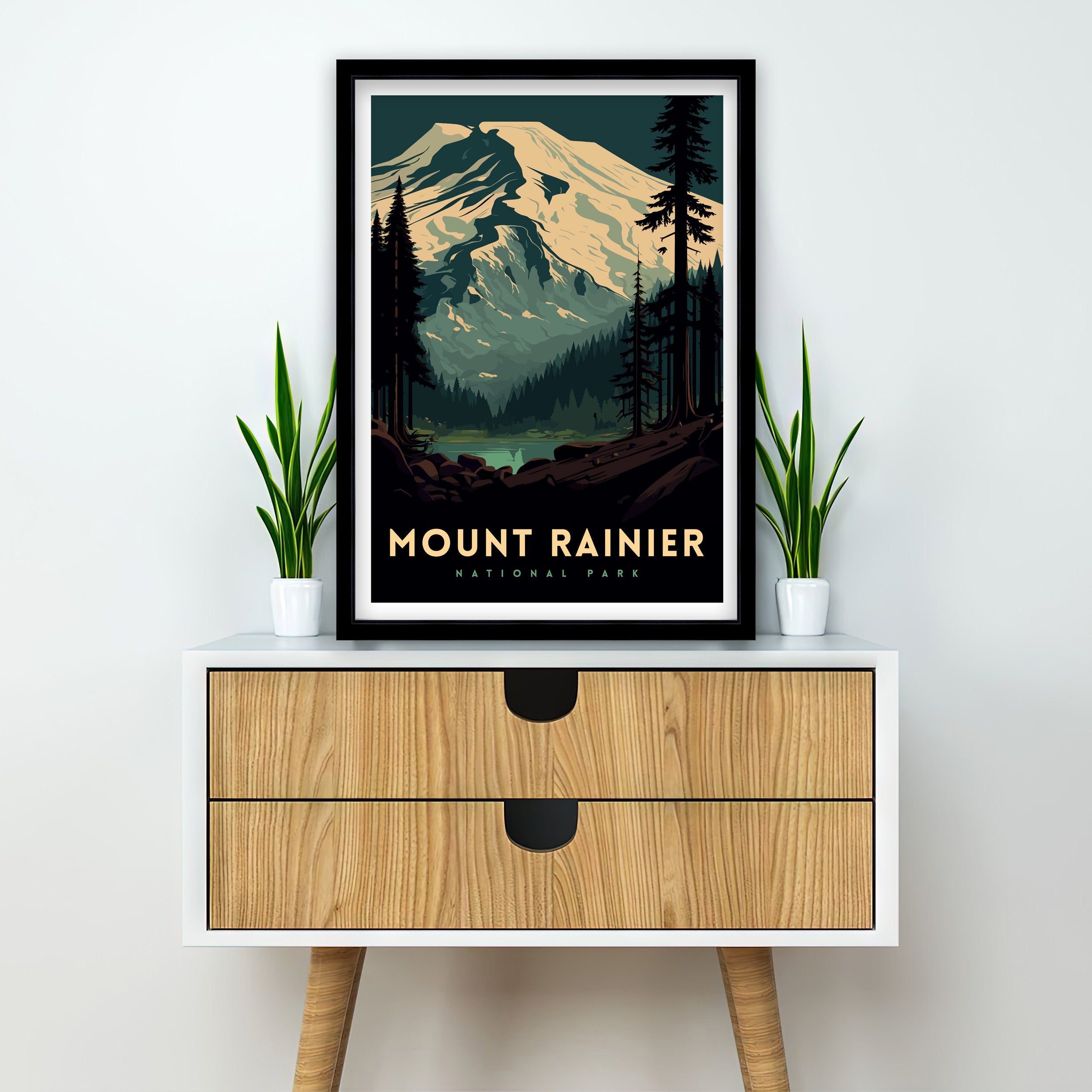 Mount Rainier National Park Travel Poster | Washington State Art Print