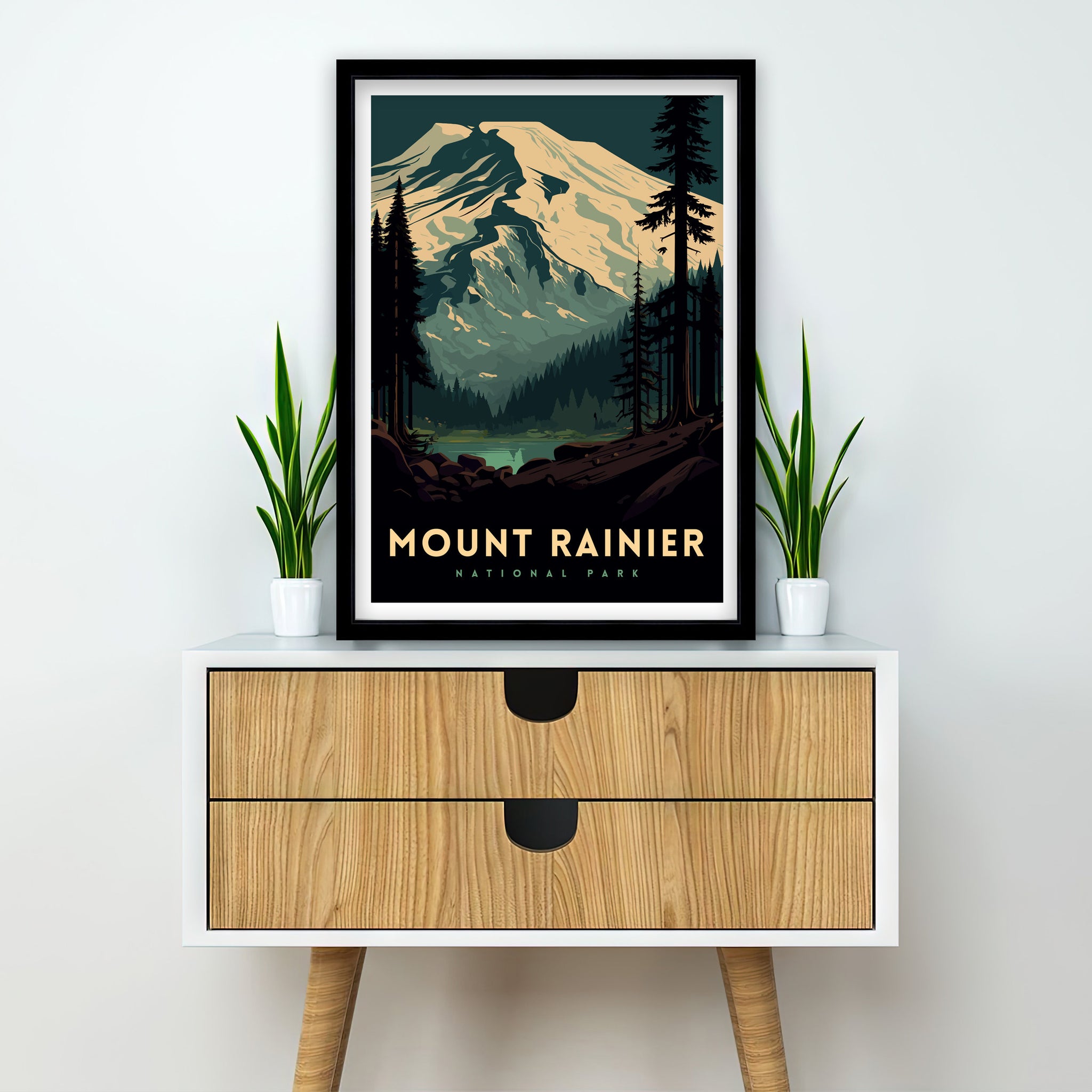 Mount Rainier National Park Travel Poster | Washington State Art Print