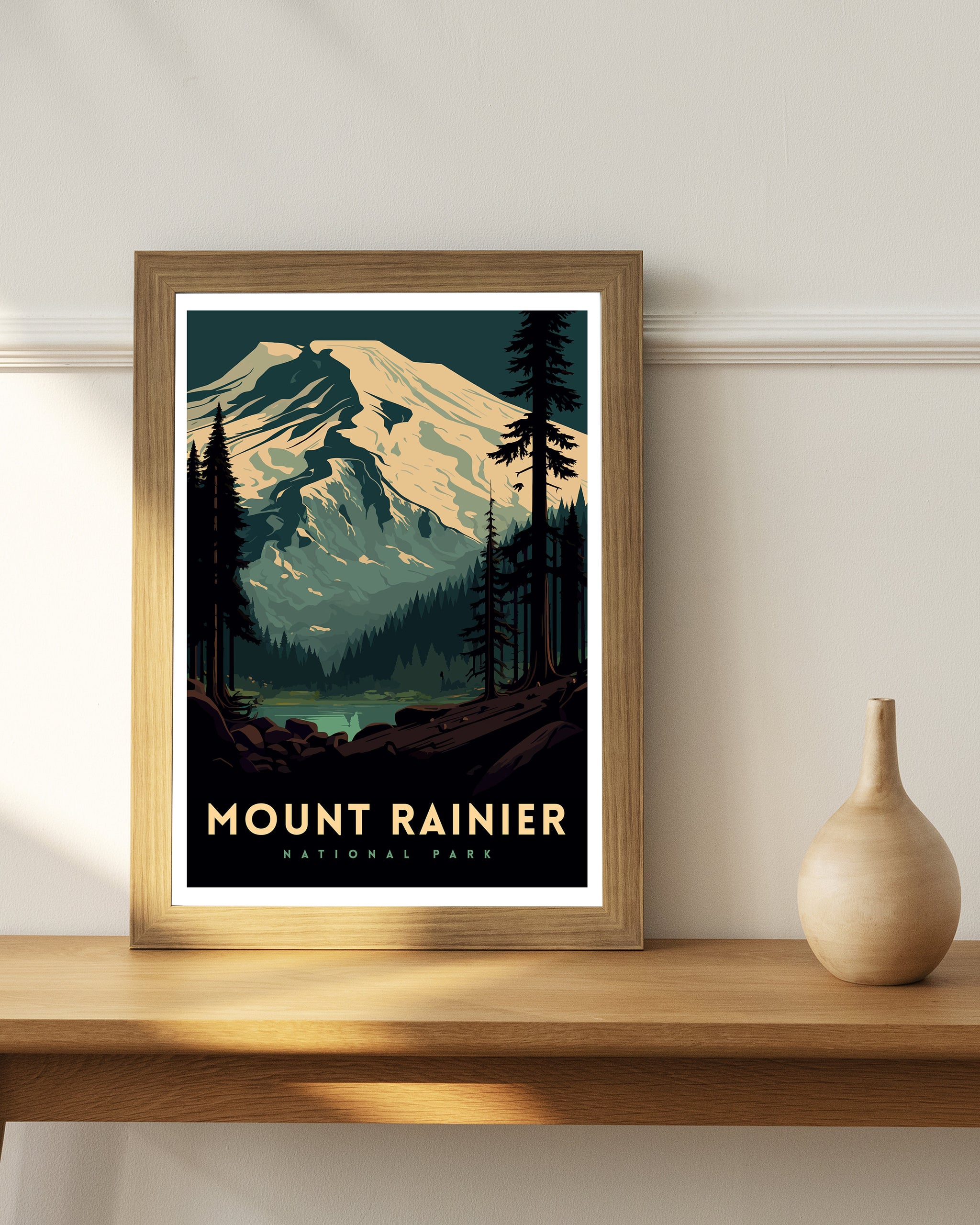 Mount Rainier National Park Travel Poster | Washington State Art Print