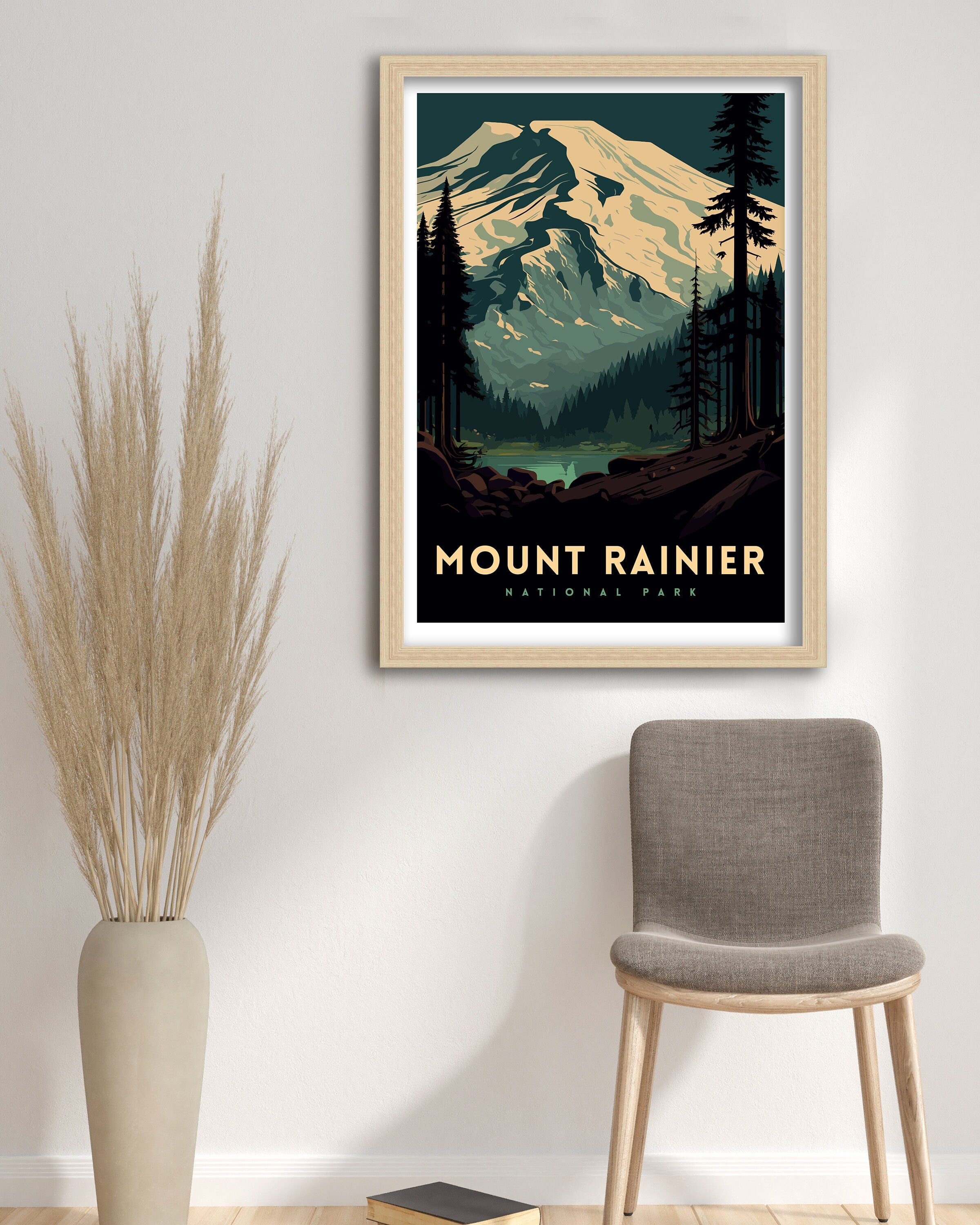 Mount Rainier National Park Travel Poster | Washington State Art Print