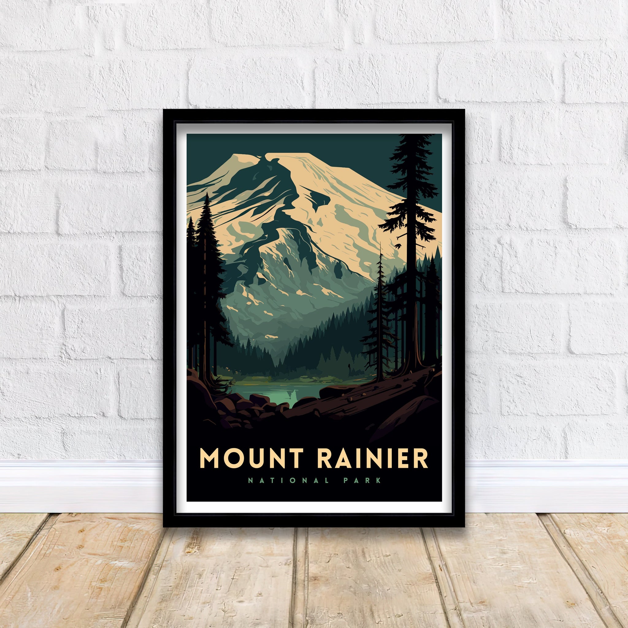 Mount Rainier National Park Travel Poster | Washington State Art Print