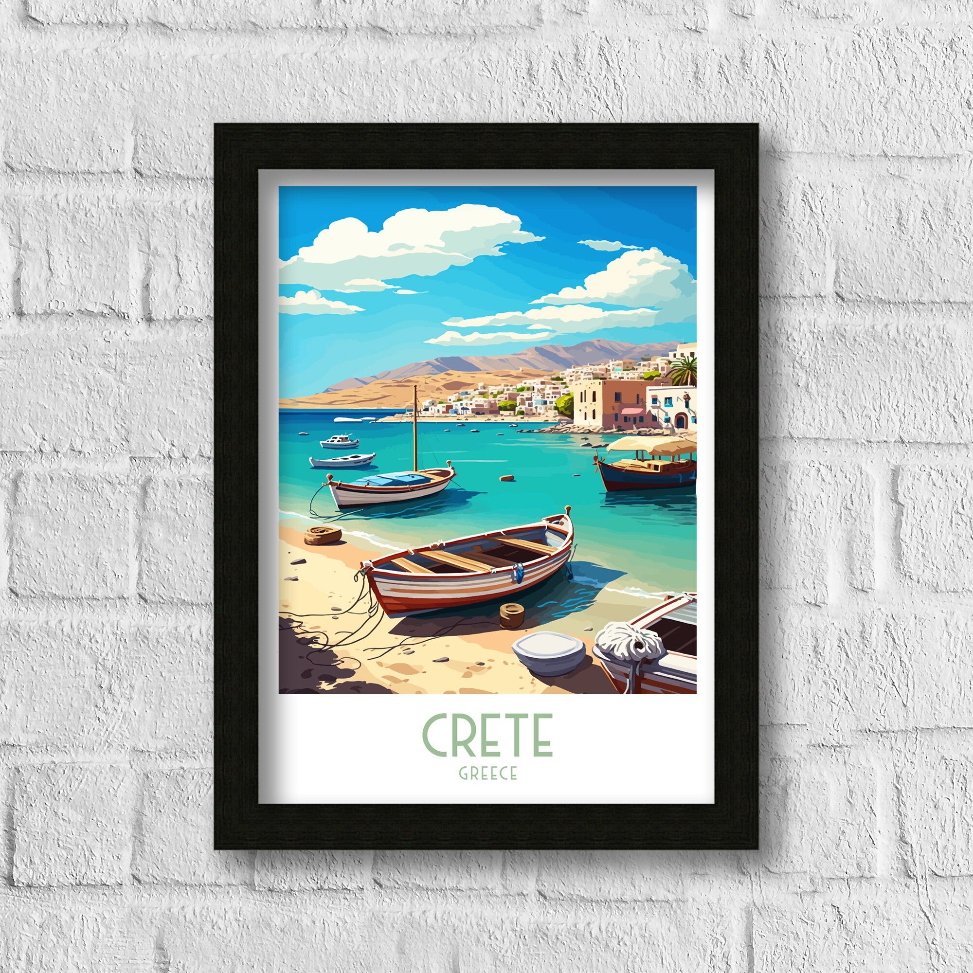 Crete Greece Art Print | Mediterranean Coastal Scene