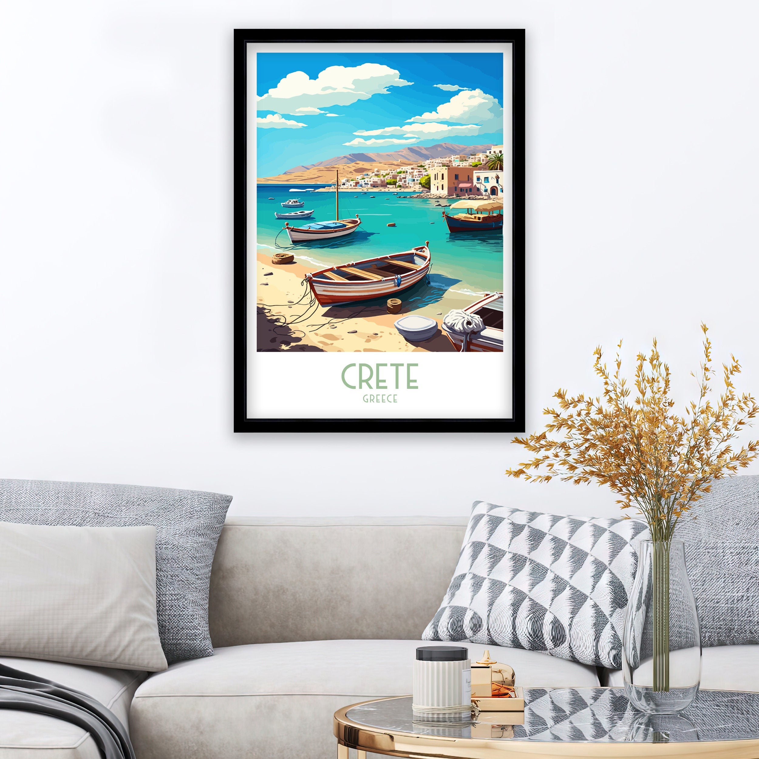 Crete Greece Art Print | Mediterranean Coastal Scene