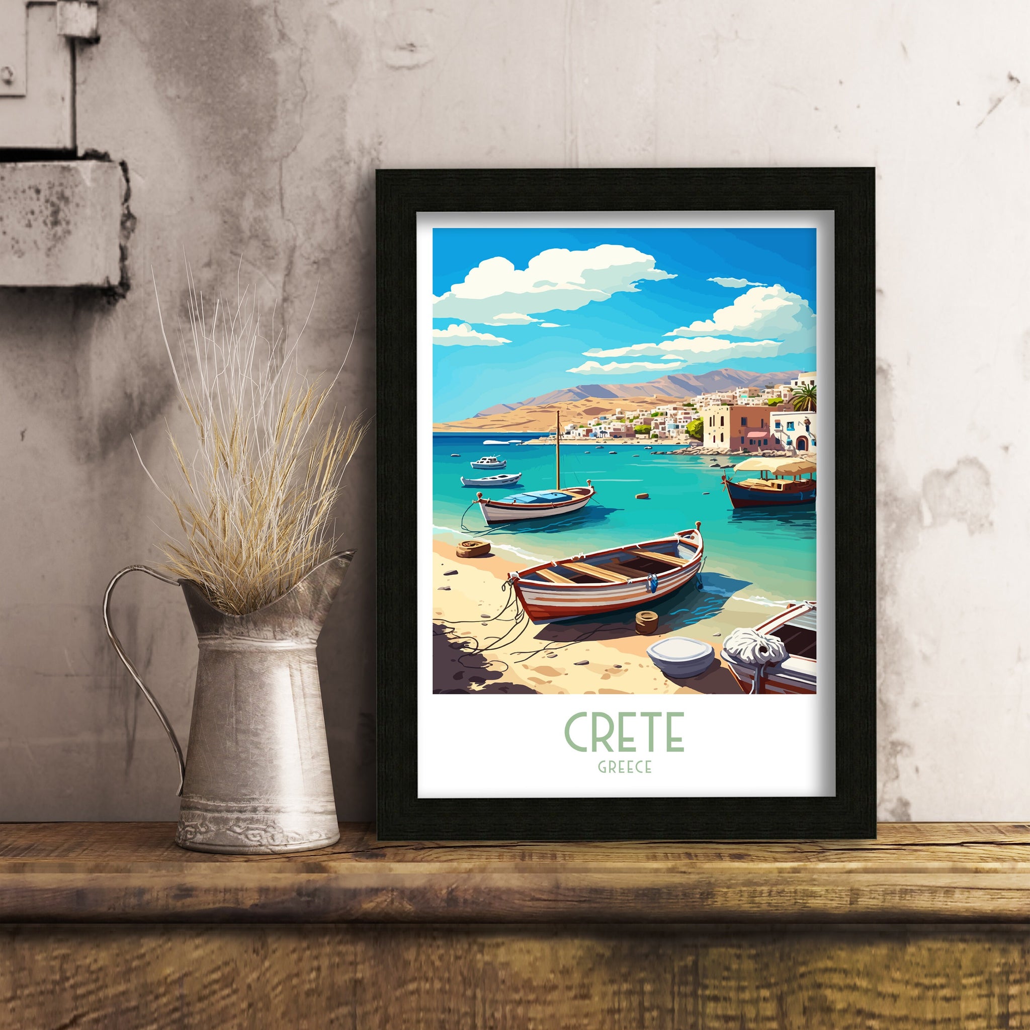 Crete Greece Art Print | Mediterranean Coastal Scene