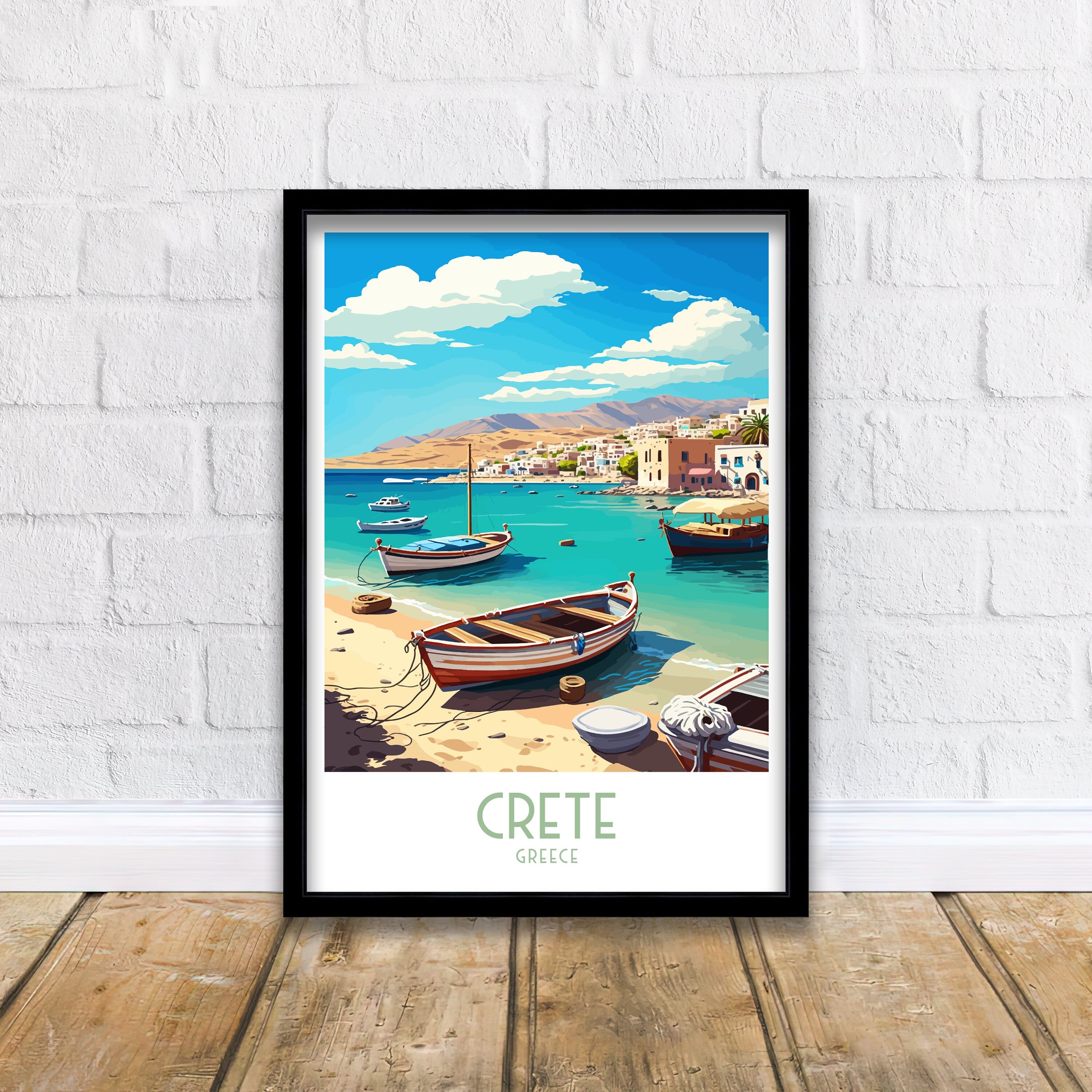 Crete Greece Art Print | Mediterranean Coastal Scene