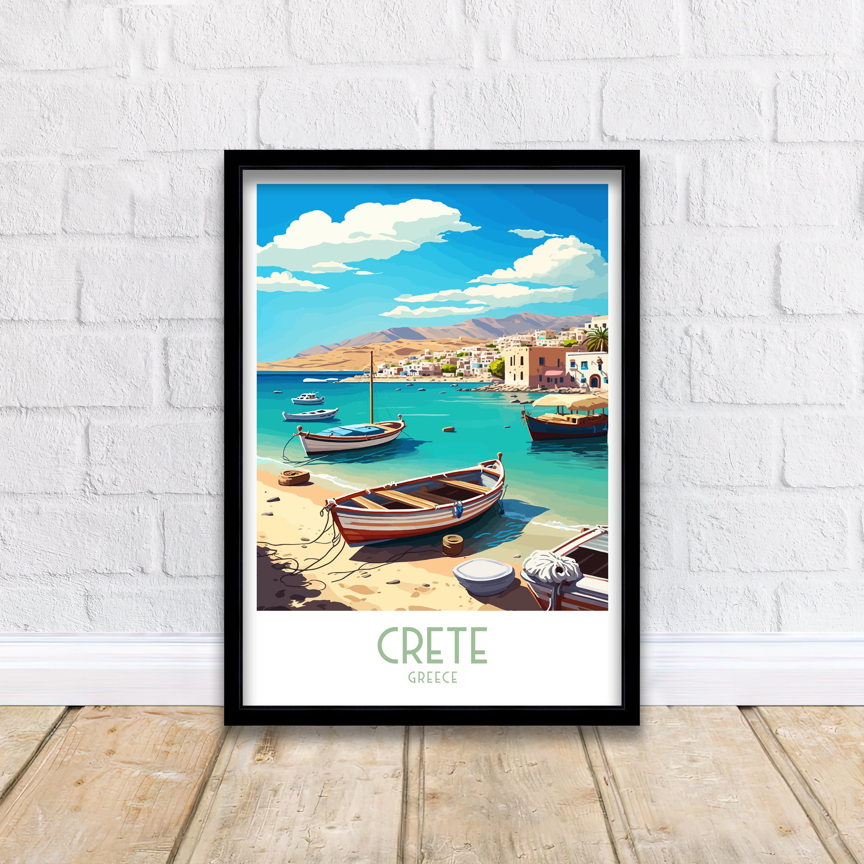 Crete Greece Art Print | Mediterranean Coastal Scene