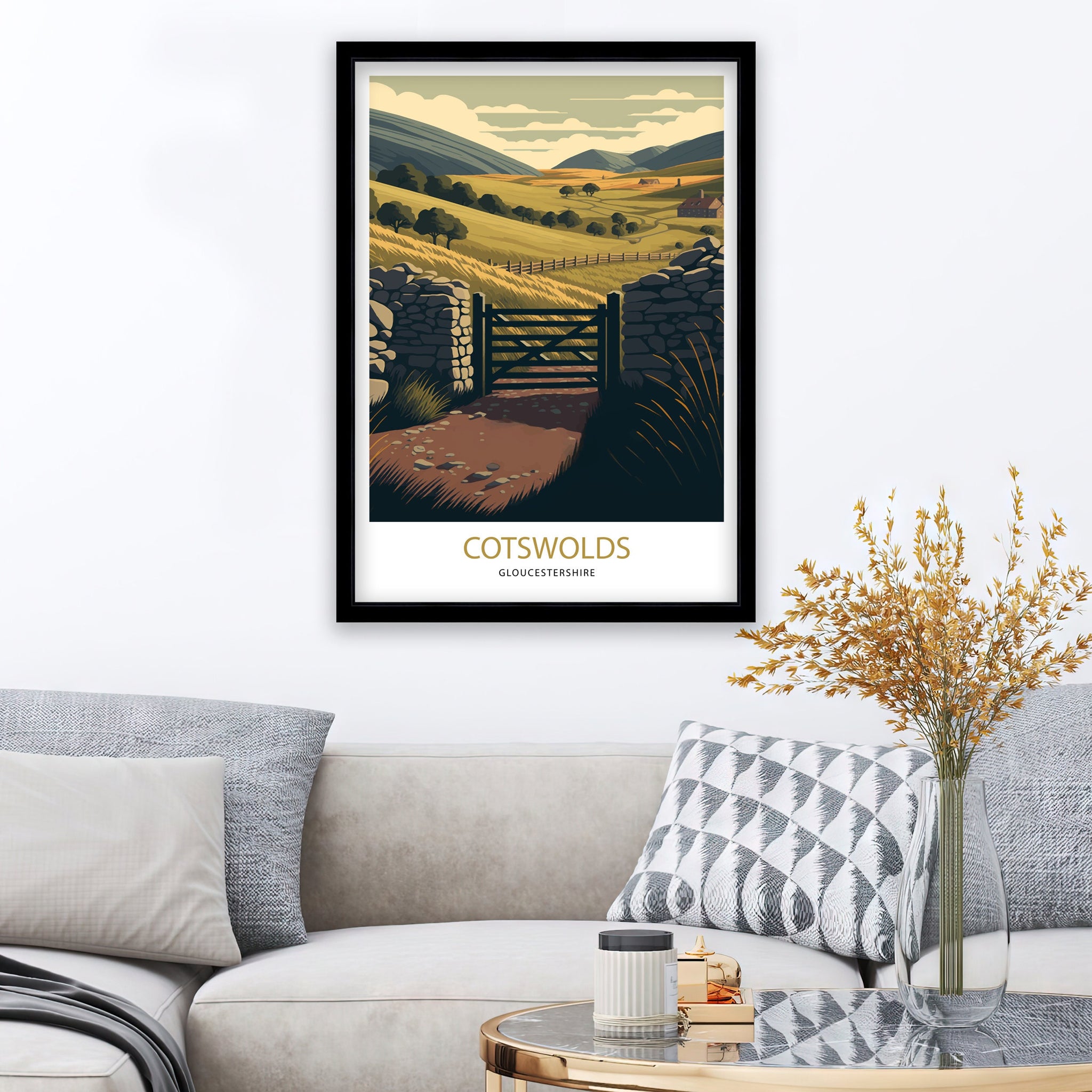 Cotswolds Travel Art Print | Vintage England Landscape