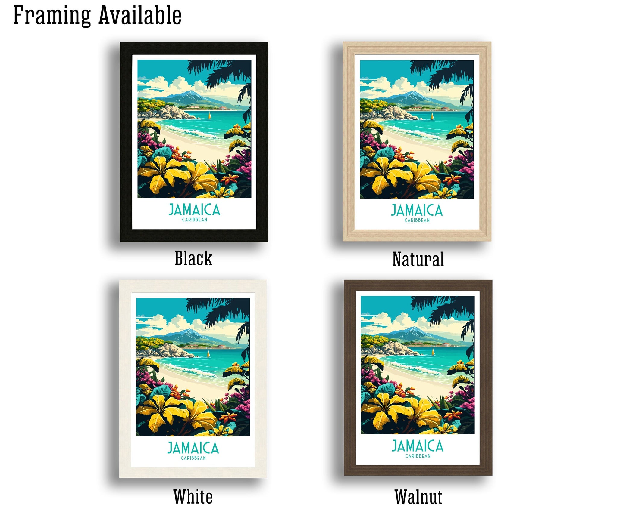 Jamaica Beach Travel Poster | Vintage Style Wall Art