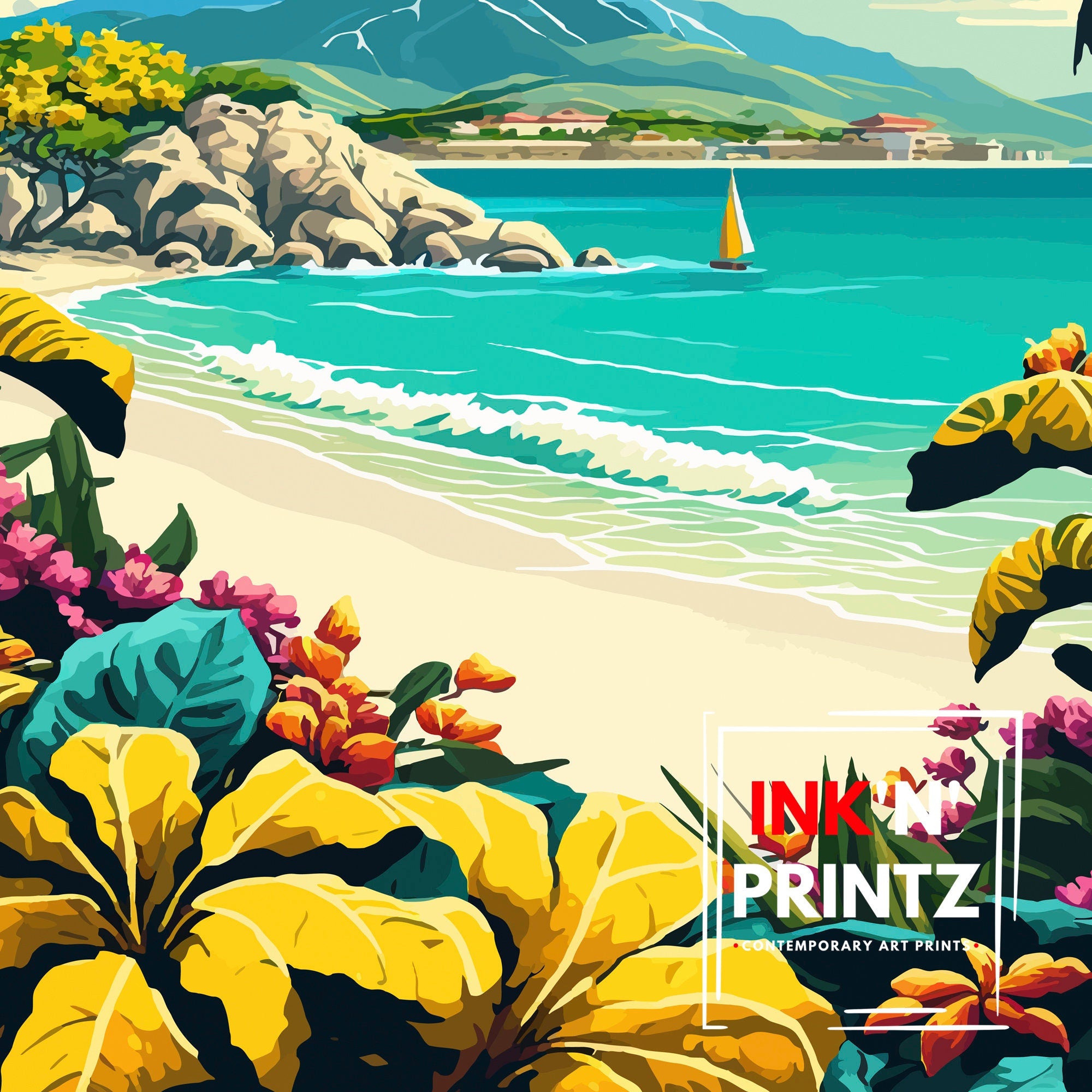Jamaica Beach Travel Poster | Vintage Style Wall Art