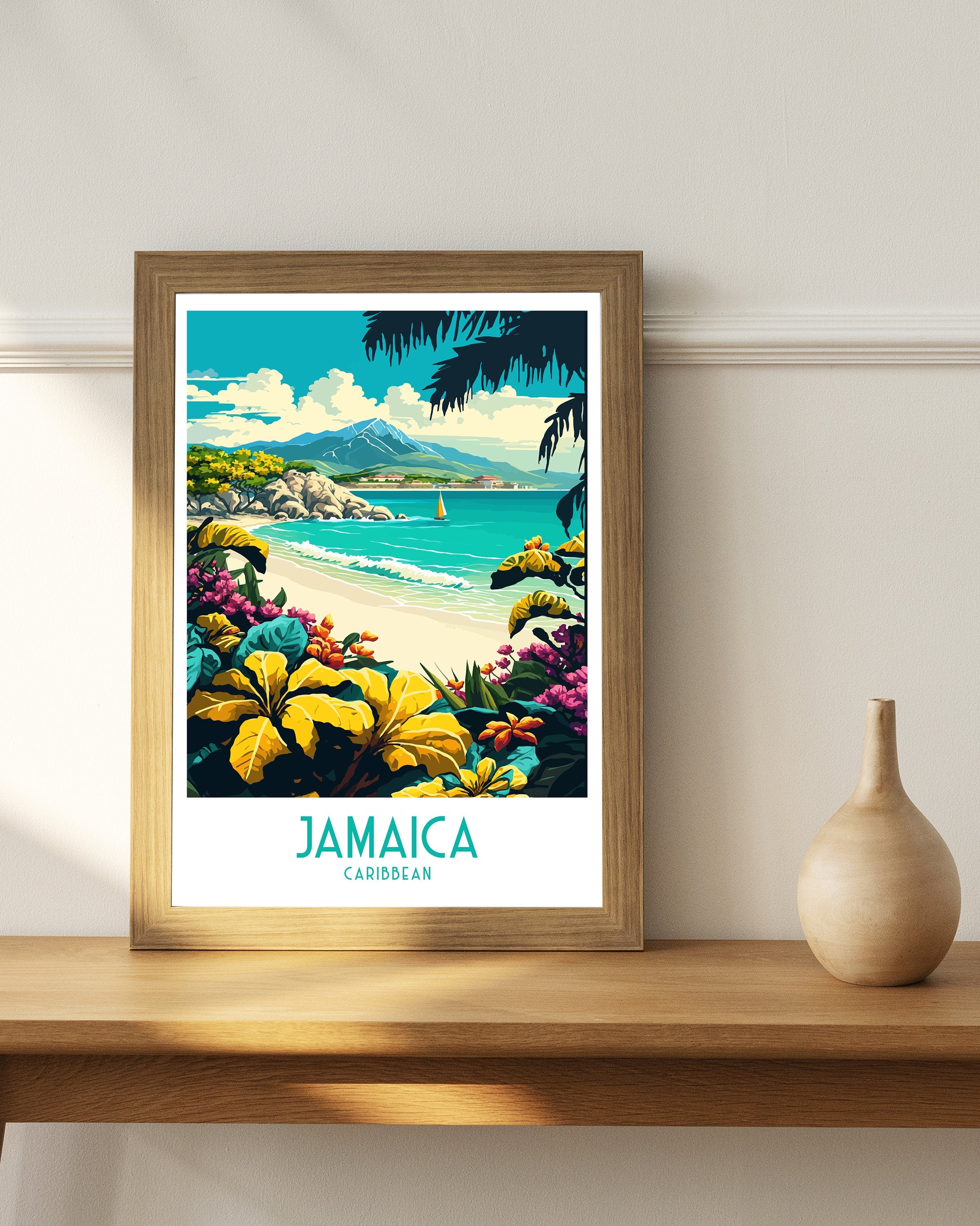 Jamaica Beach Travel Poster | Vintage Style Wall Art