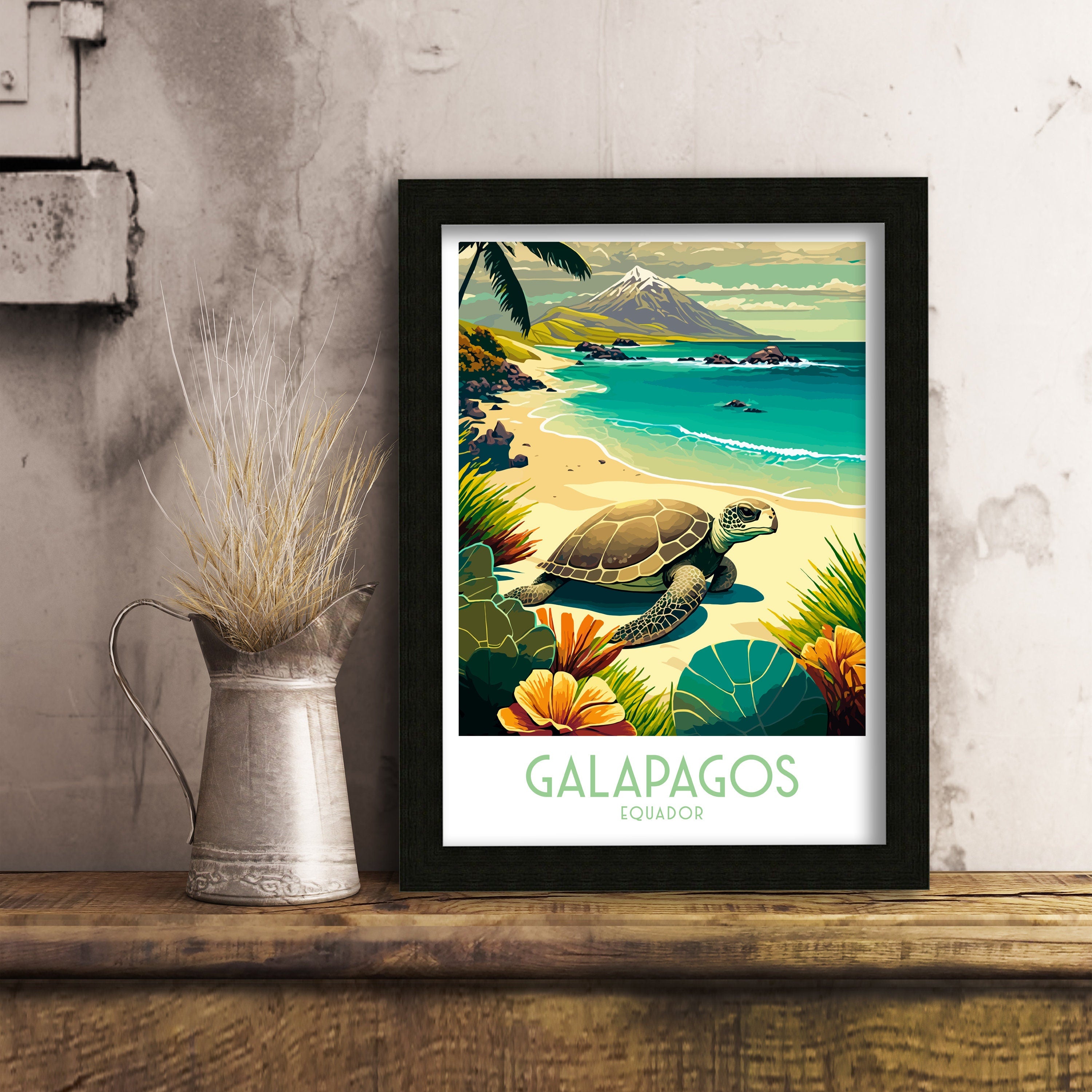 Galapagos Islands Travel Poster | Ecuador Wildlife Art Print