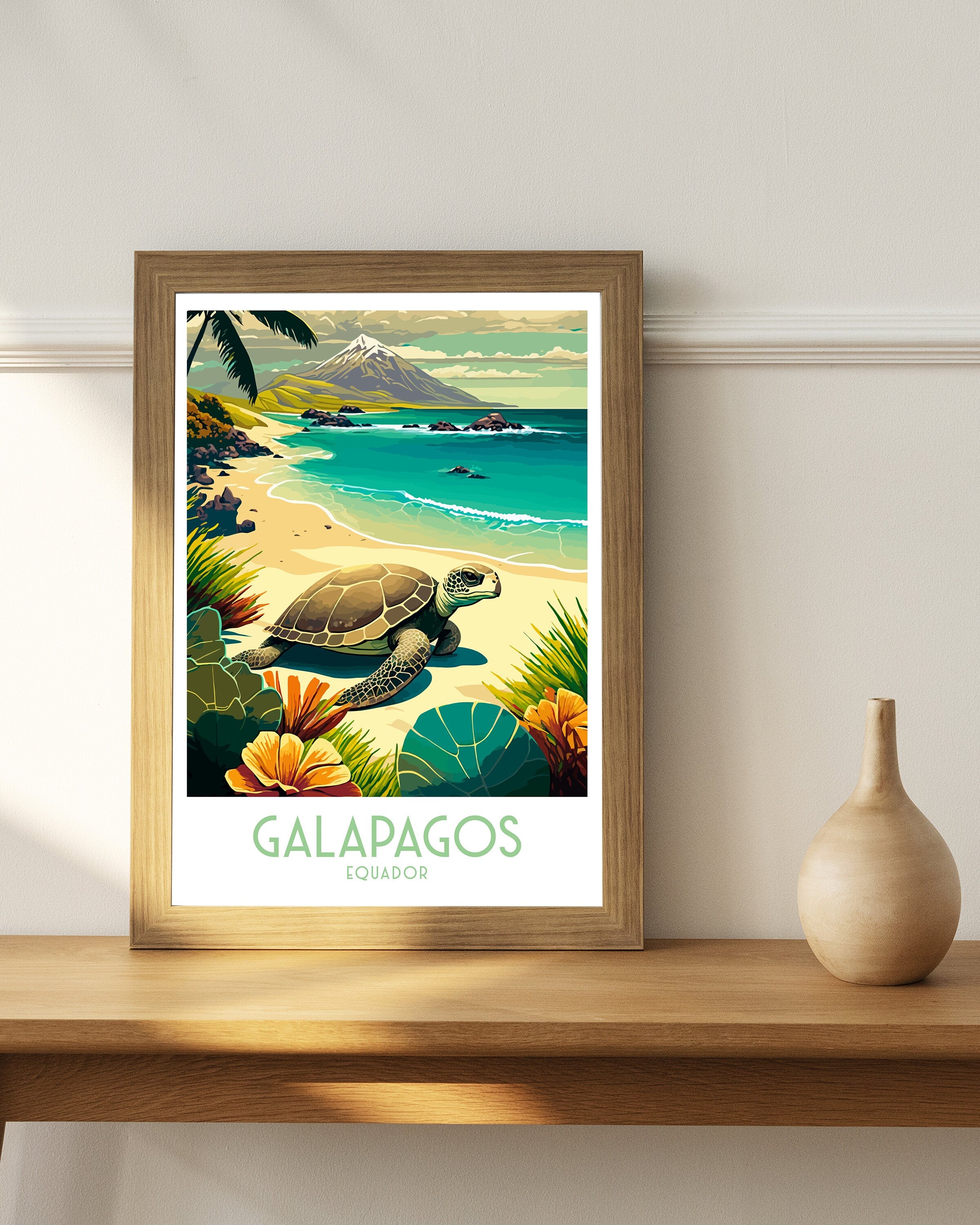 Galapagos Islands Travel Poster | Ecuador Wildlife Art Print