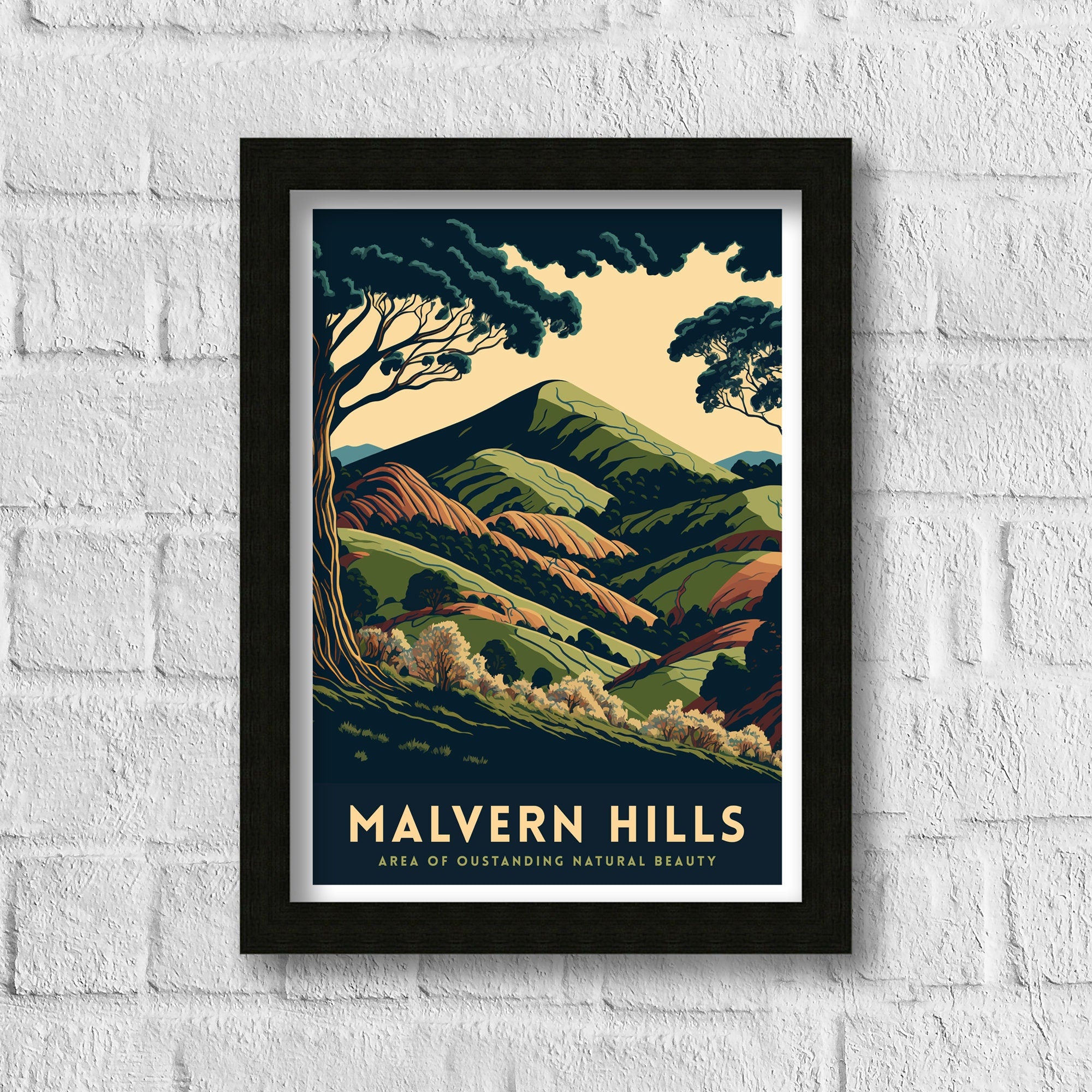 Malvern Hills Travel Poster | Worcestershire Landscape Art Print
