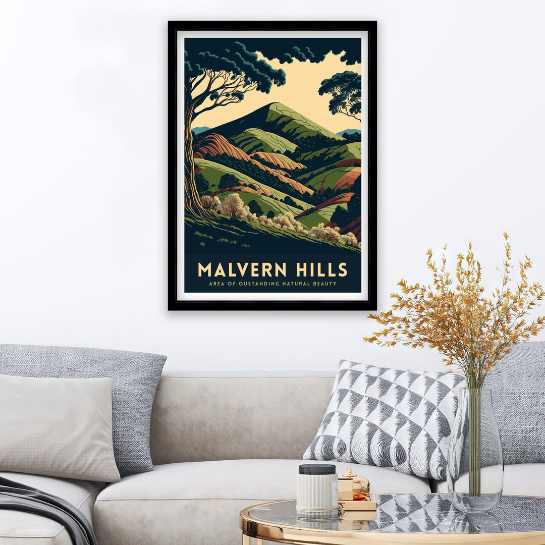 Malvern Hills Travel Poster Worcestershire