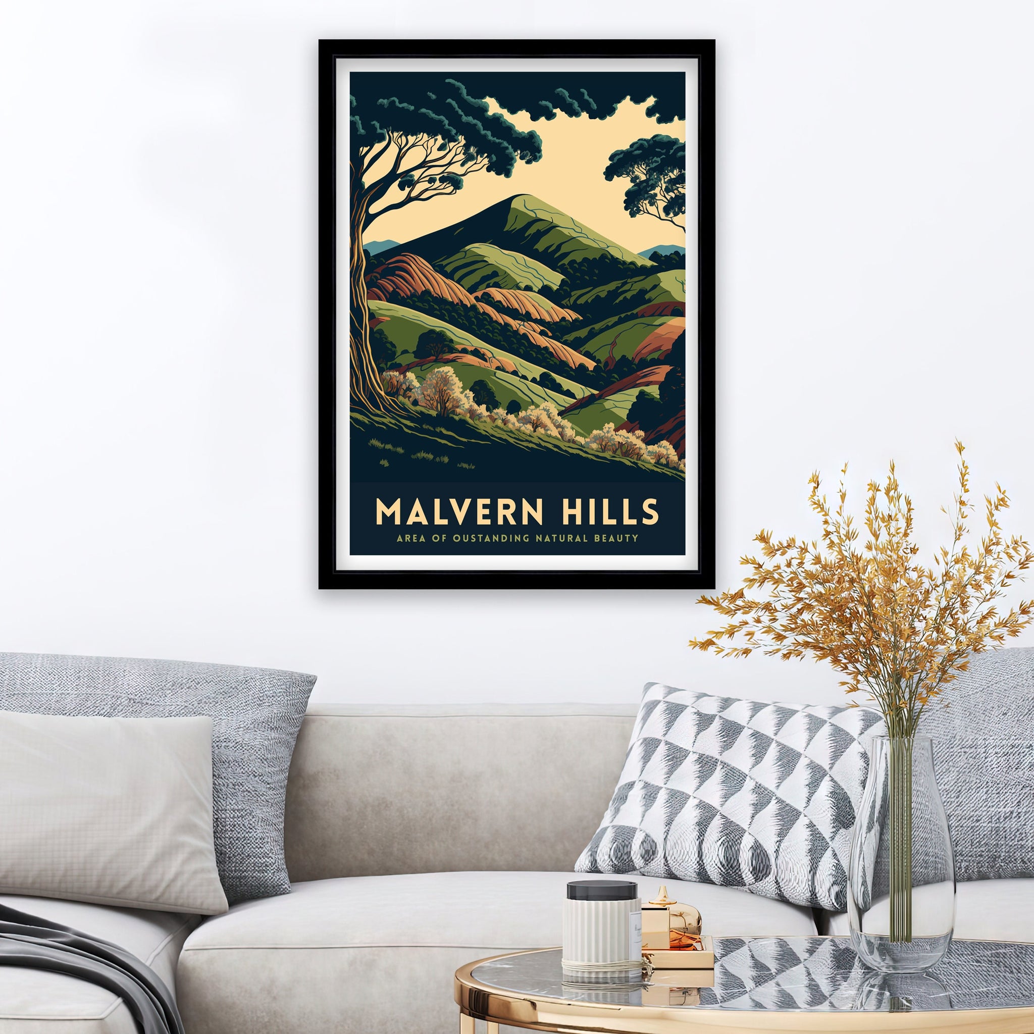 Malvern Hills Travel Poster | Worcestershire Landscape Art Print