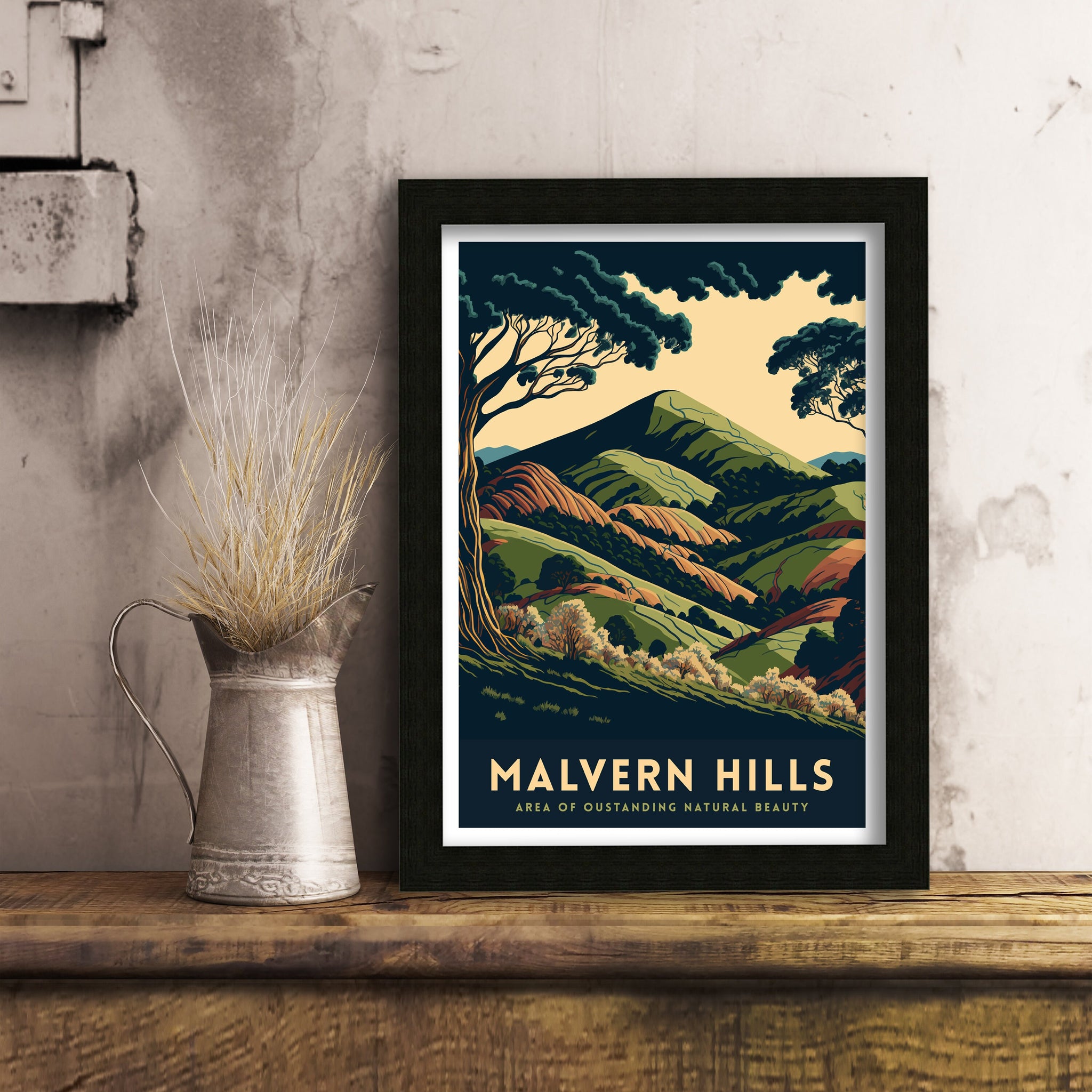 Malvern Hills Travel Poster | Worcestershire Landscape Art Print