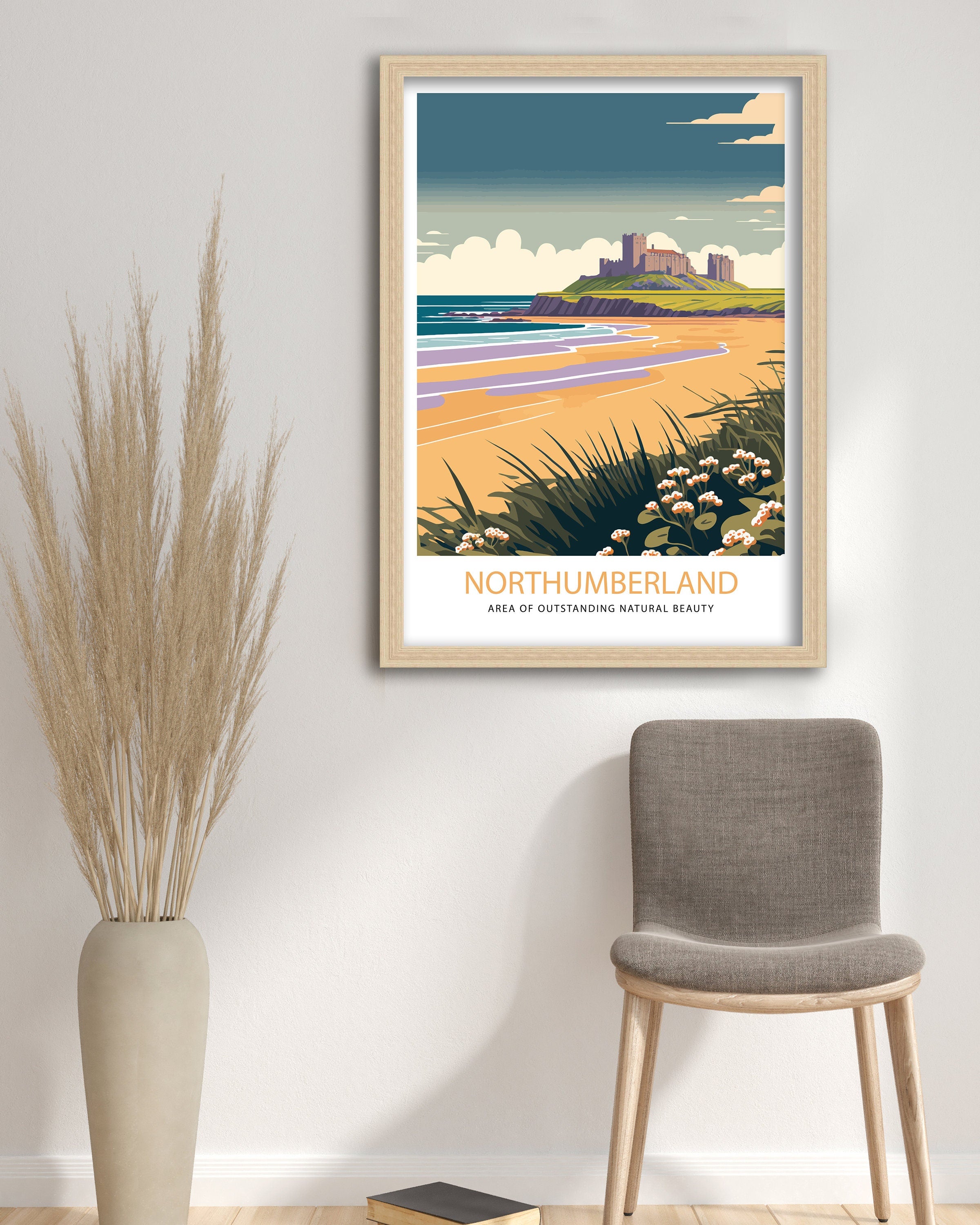 Bamburgh Castle Print | Northumberland Coast Travel Poster