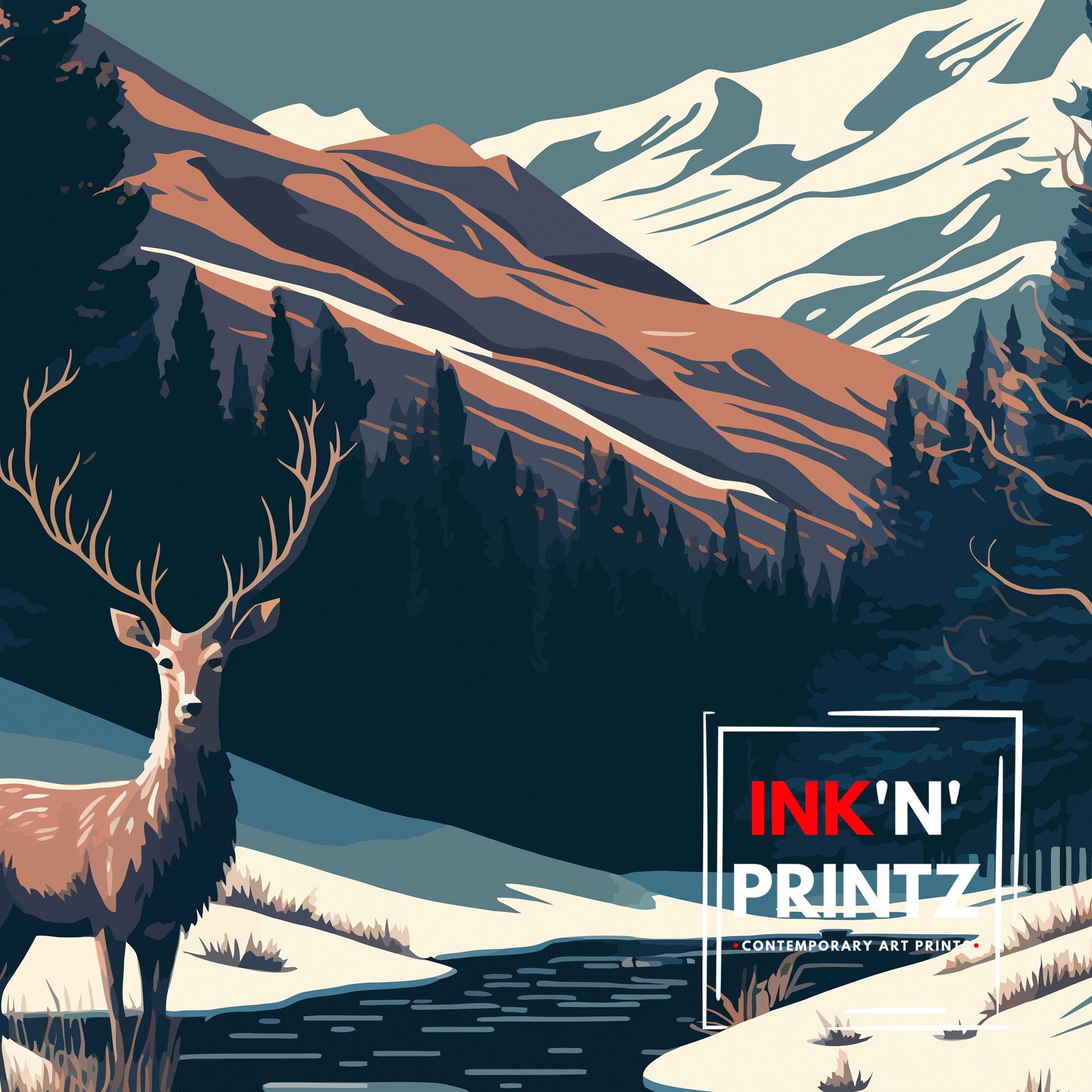 Cairngorms National Park Art Print | Scottish Highlands Travel Poster