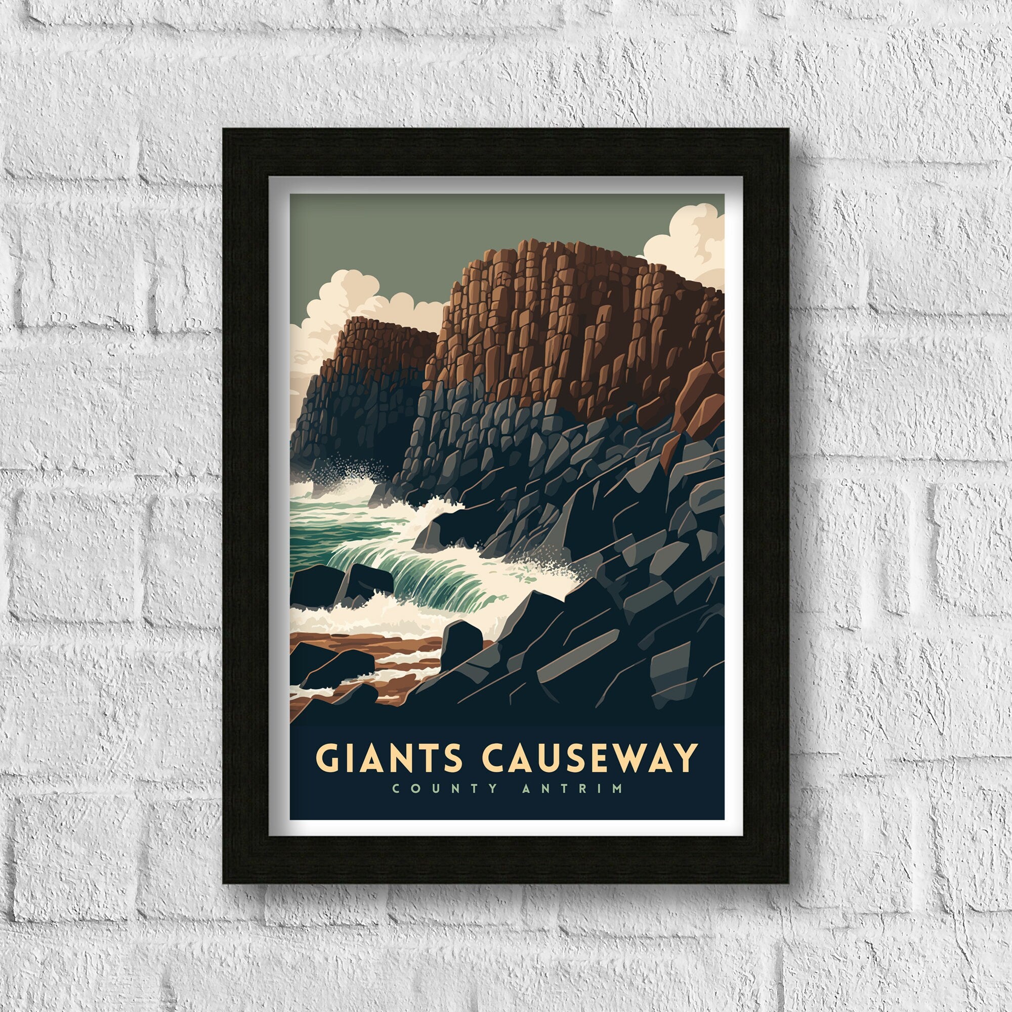 Giants Causeway Travel Poster | Northern Ireland Coast Art Print