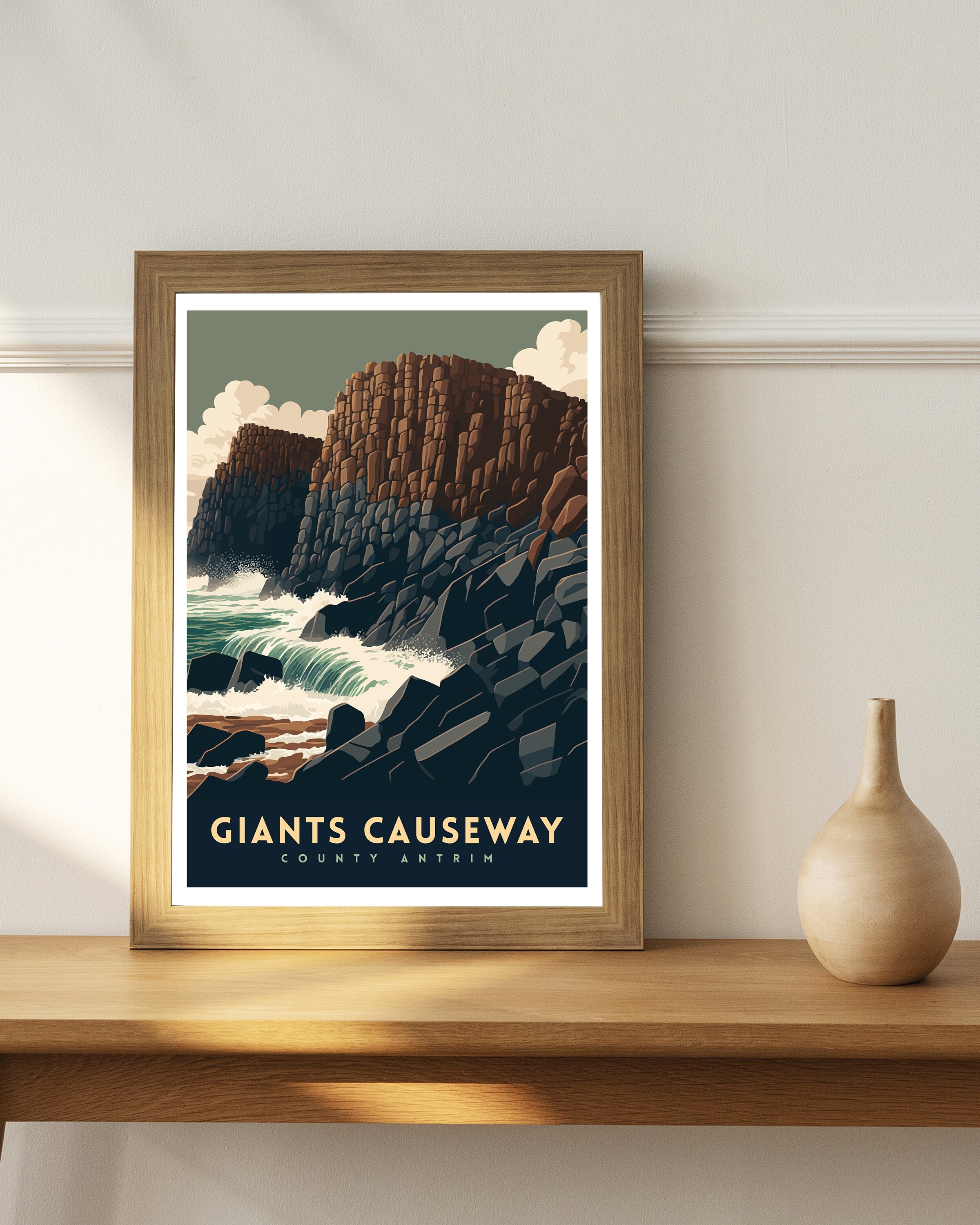 Giants Causeway Travel Poster | Northern Ireland Coast Art Print