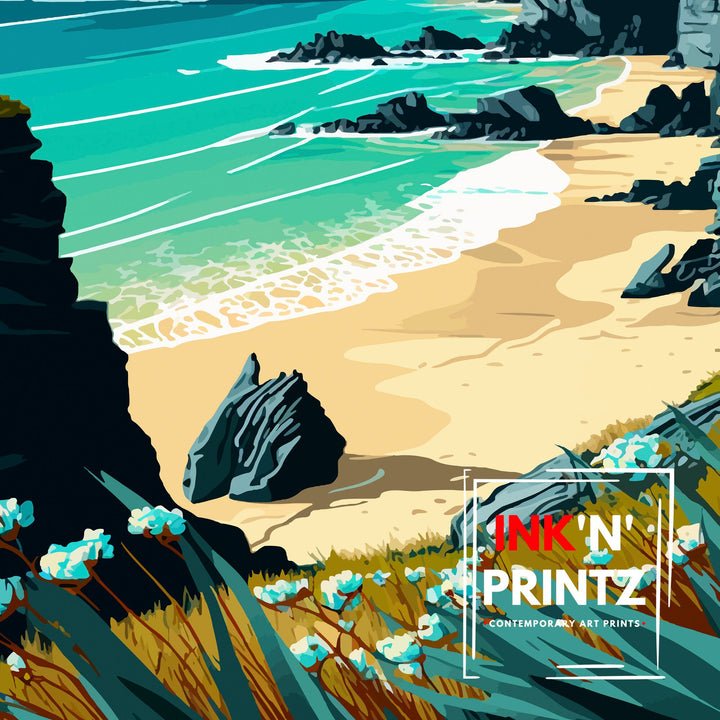 Harlyn Bay Travel Poster