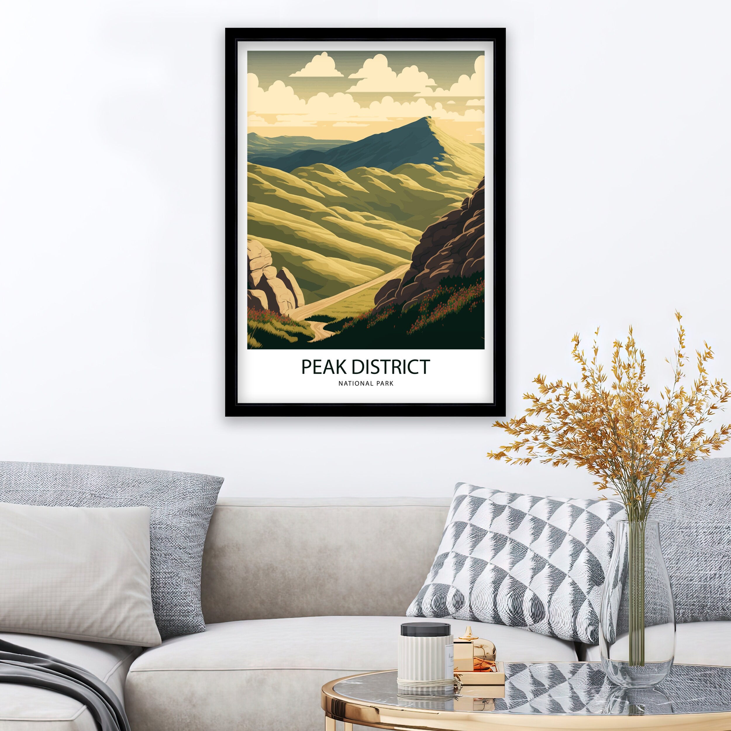 Peak District Art Print | England Landscape Travel Poster