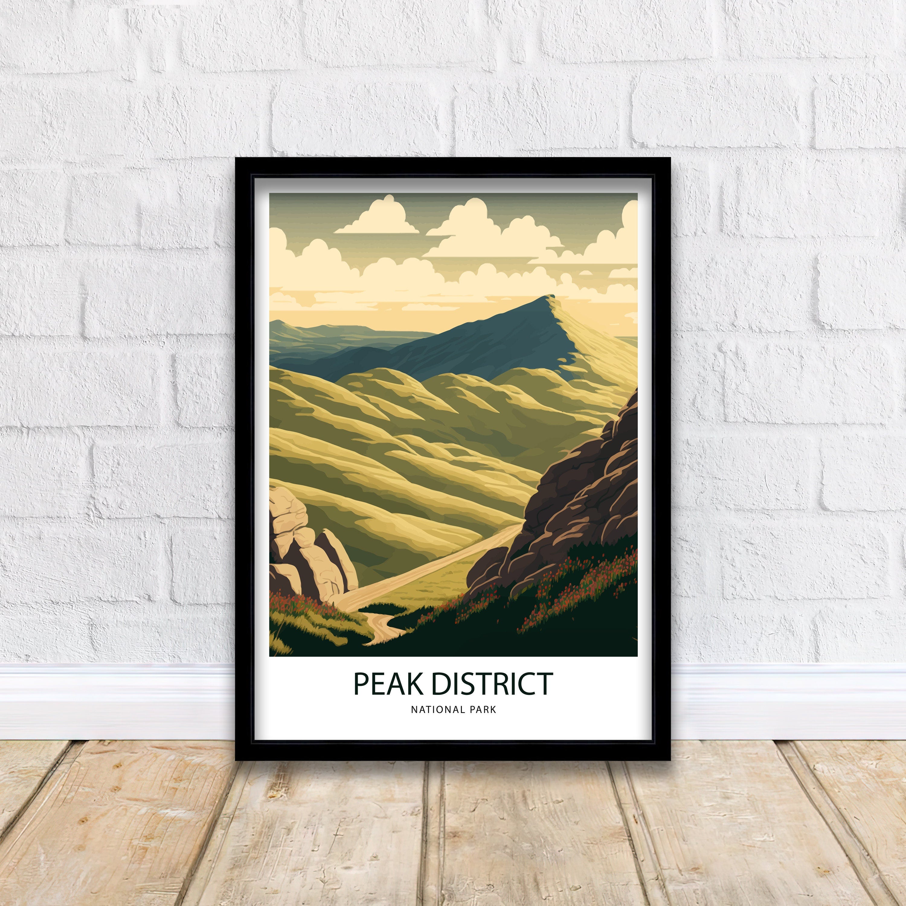 Peak District Art Print | England Landscape Travel Poster
