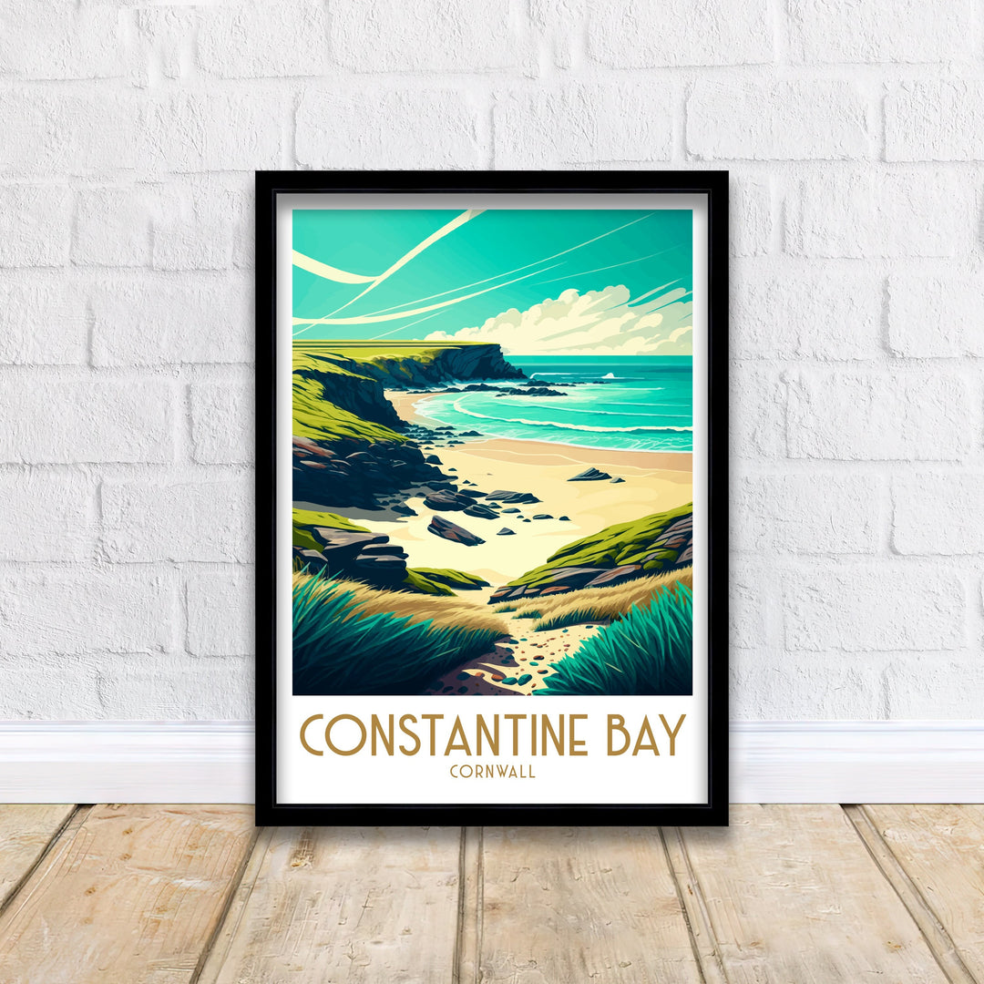Constantine Bay Art Print | Cornwall Travel Poster