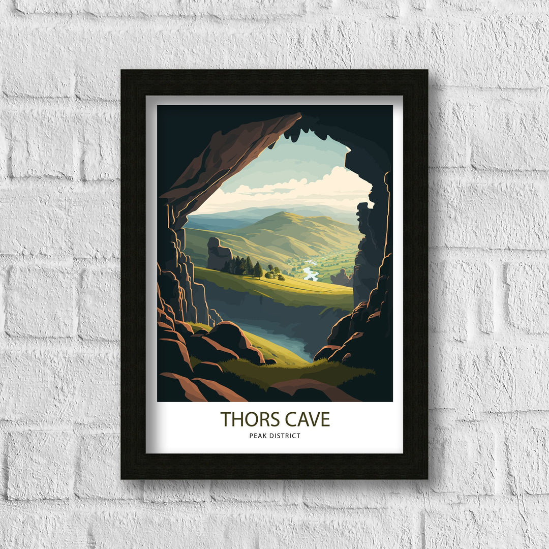 Thors Cave Peak District Travel Poster