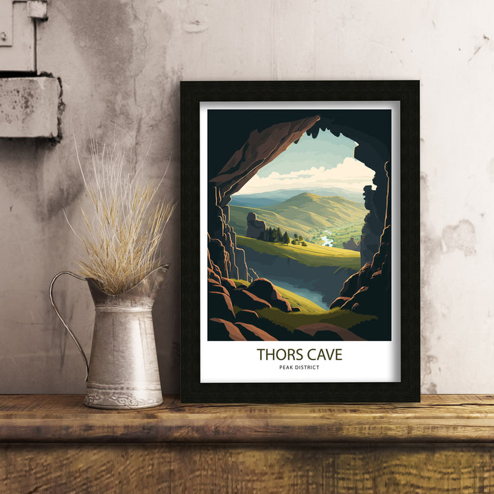 Thors Cave Peak District Travel Poster