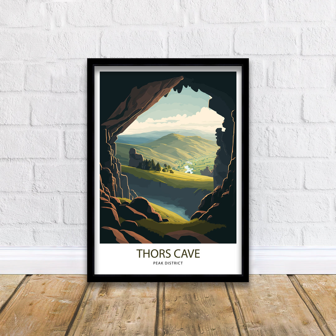 Thors Cave Peak District Travel Poster