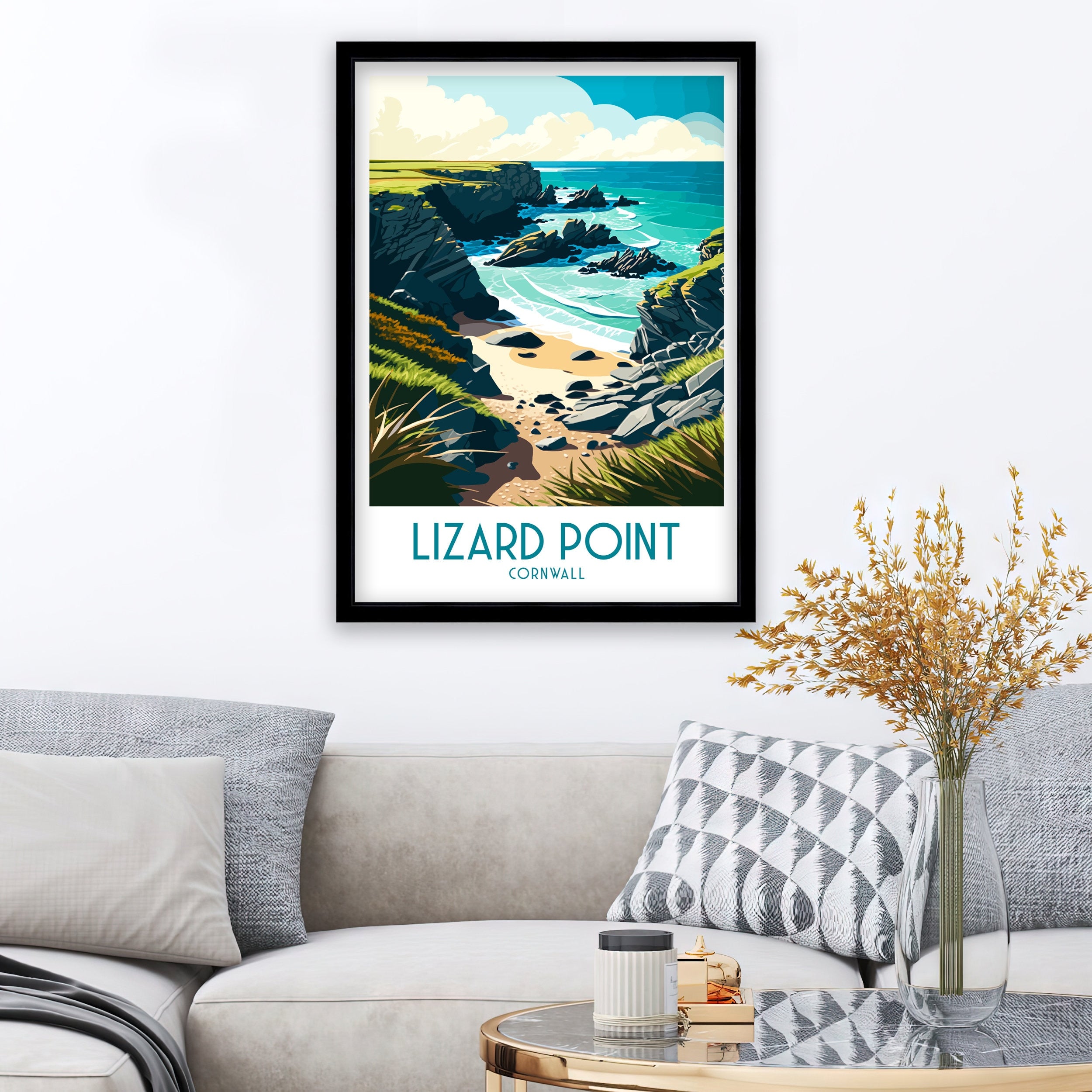 Lizard Point Cornwall Travel Poster | Coastal Art Print
