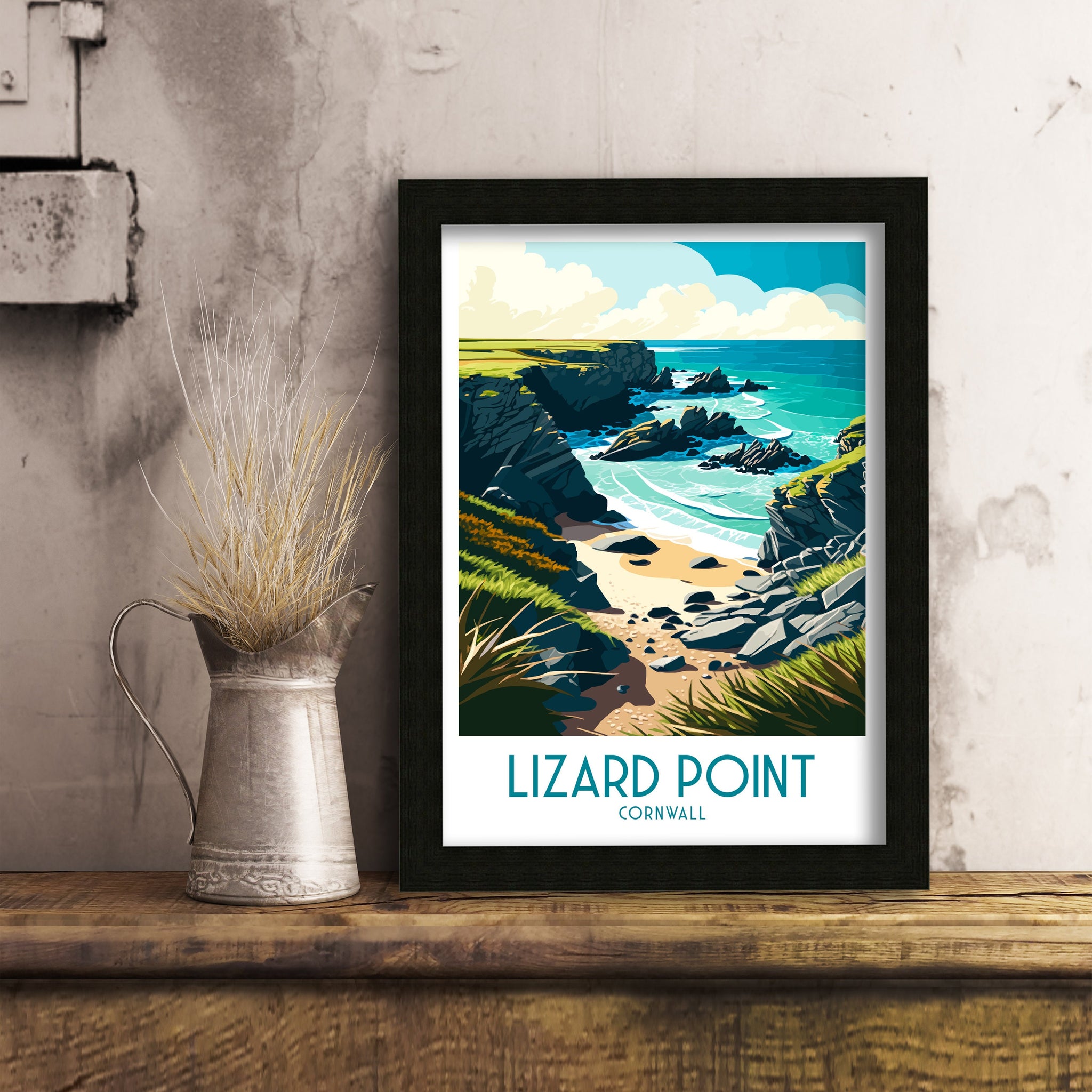 Lizard Point Cornwall Travel Poster | Coastal Art Print