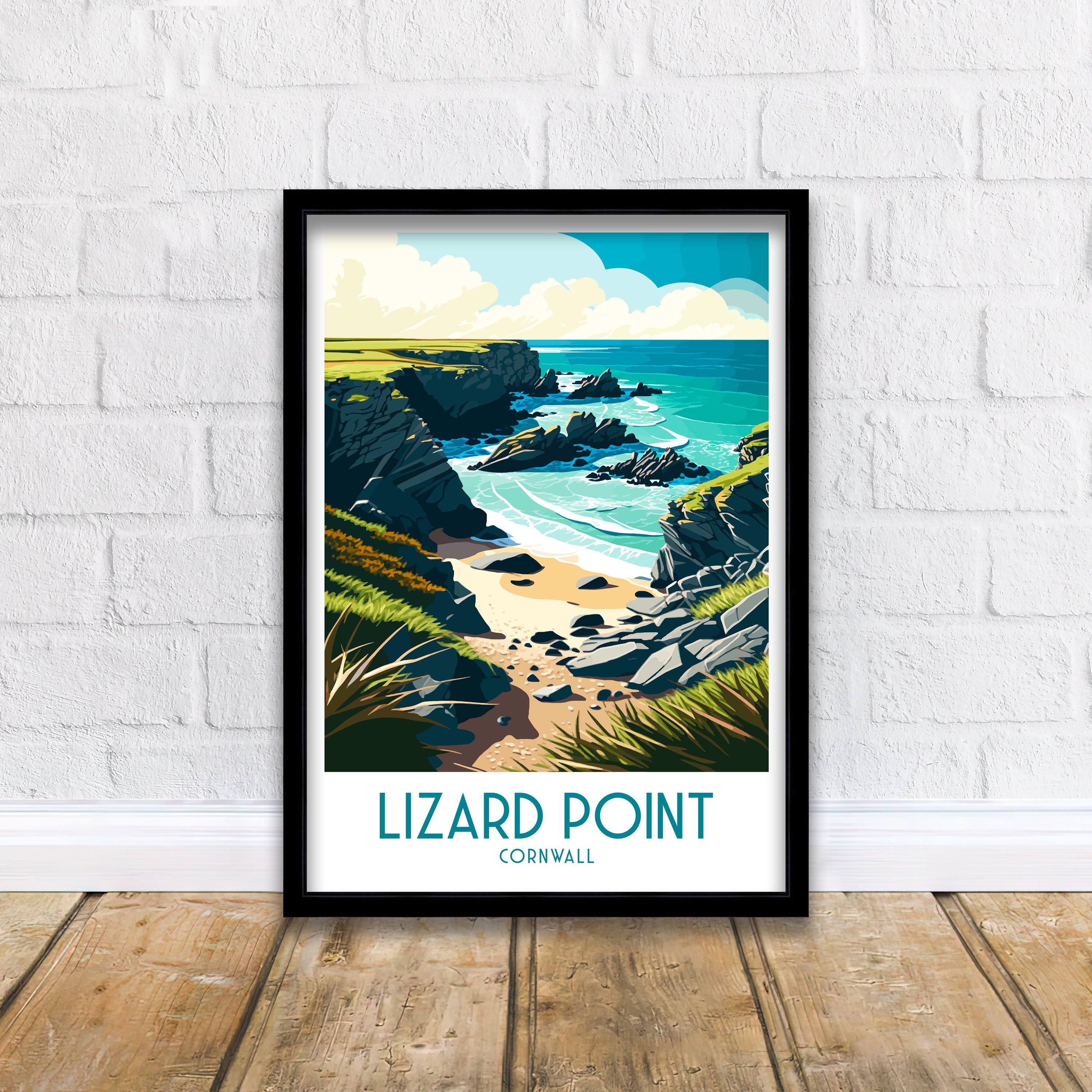 Lizard Point Cornwall Travel Poster | Coastal Art Print