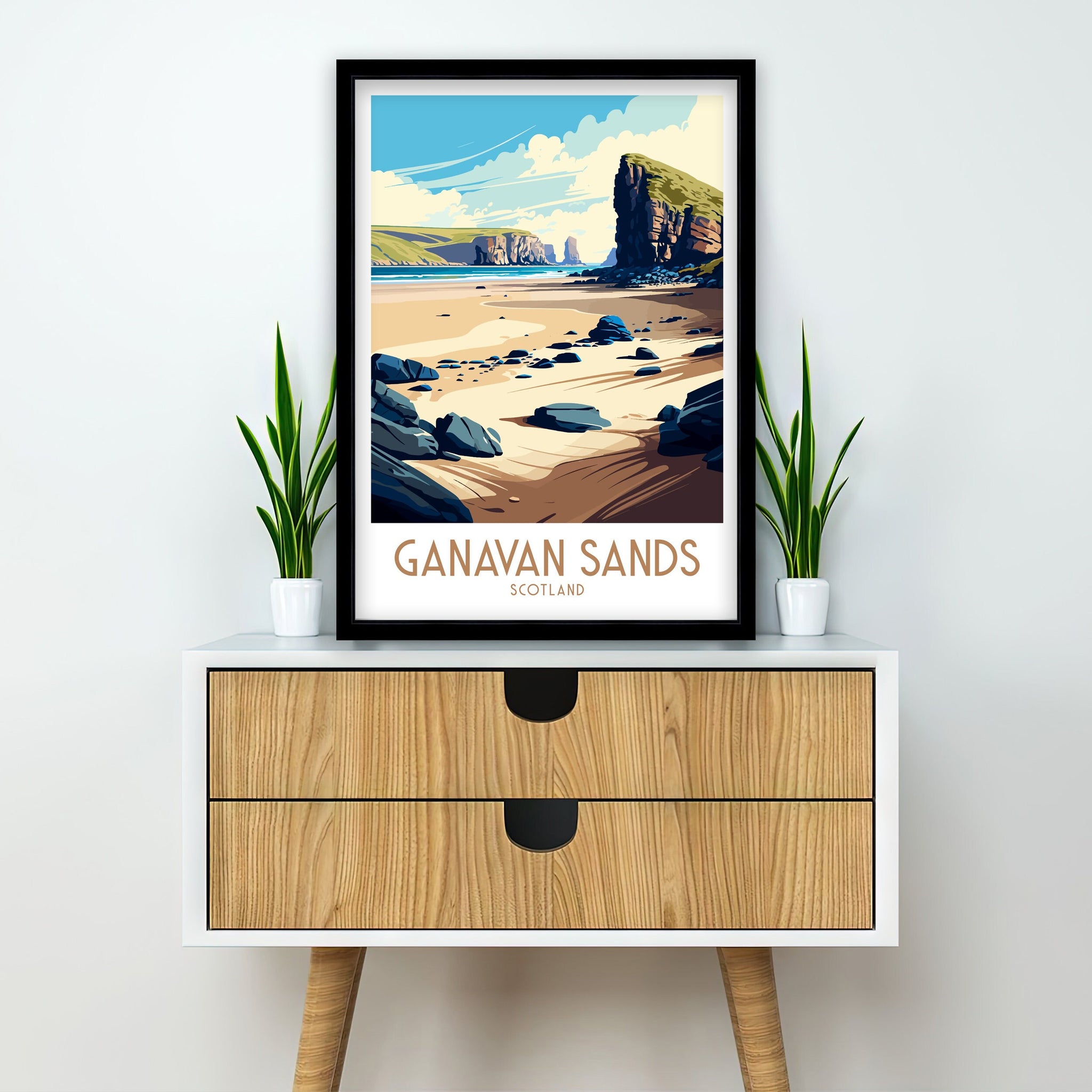 Ganavan Sands Scotland Travel Print | Beach Coastal Art