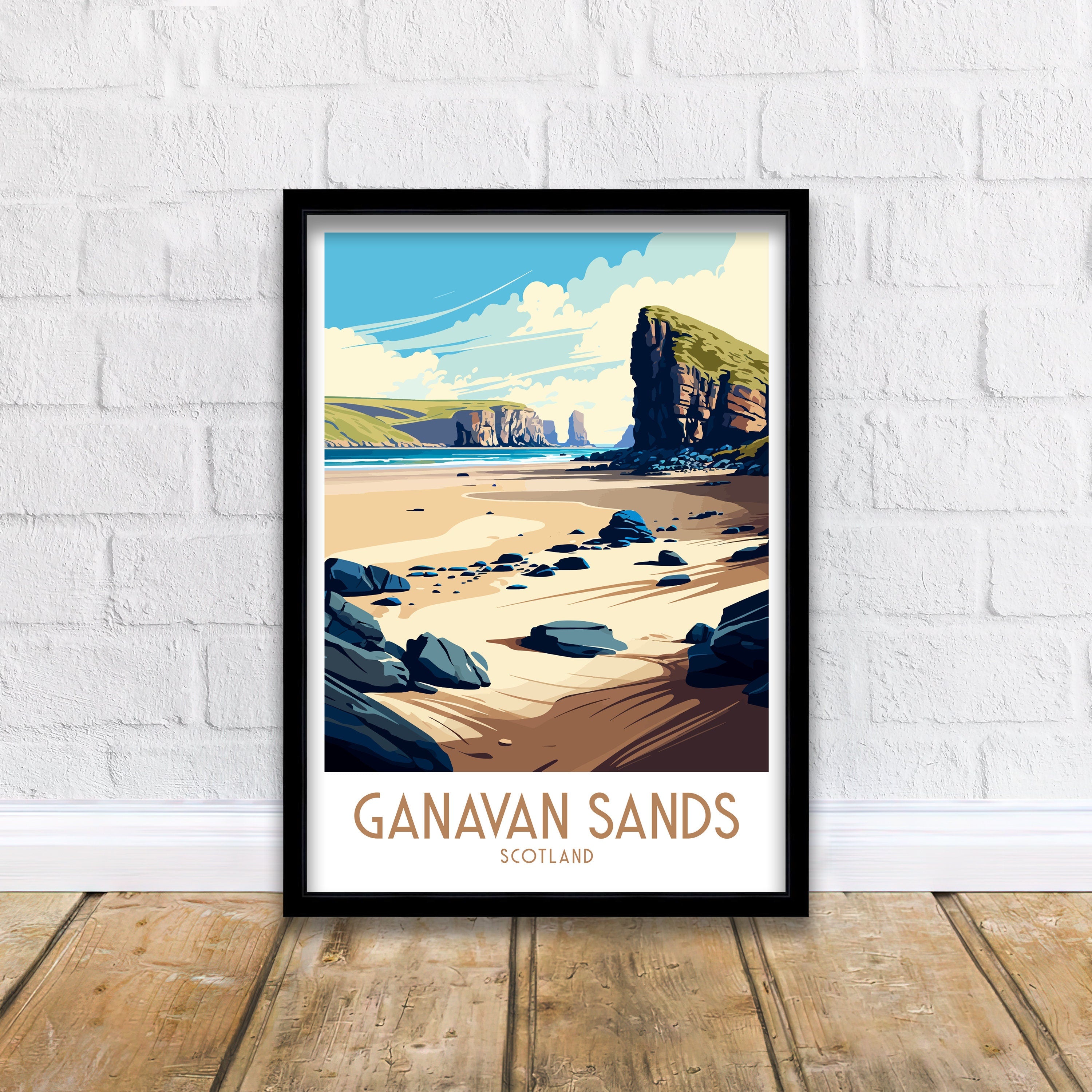 Ganavan Sands Scotland Travel Print | Beach Coastal Art