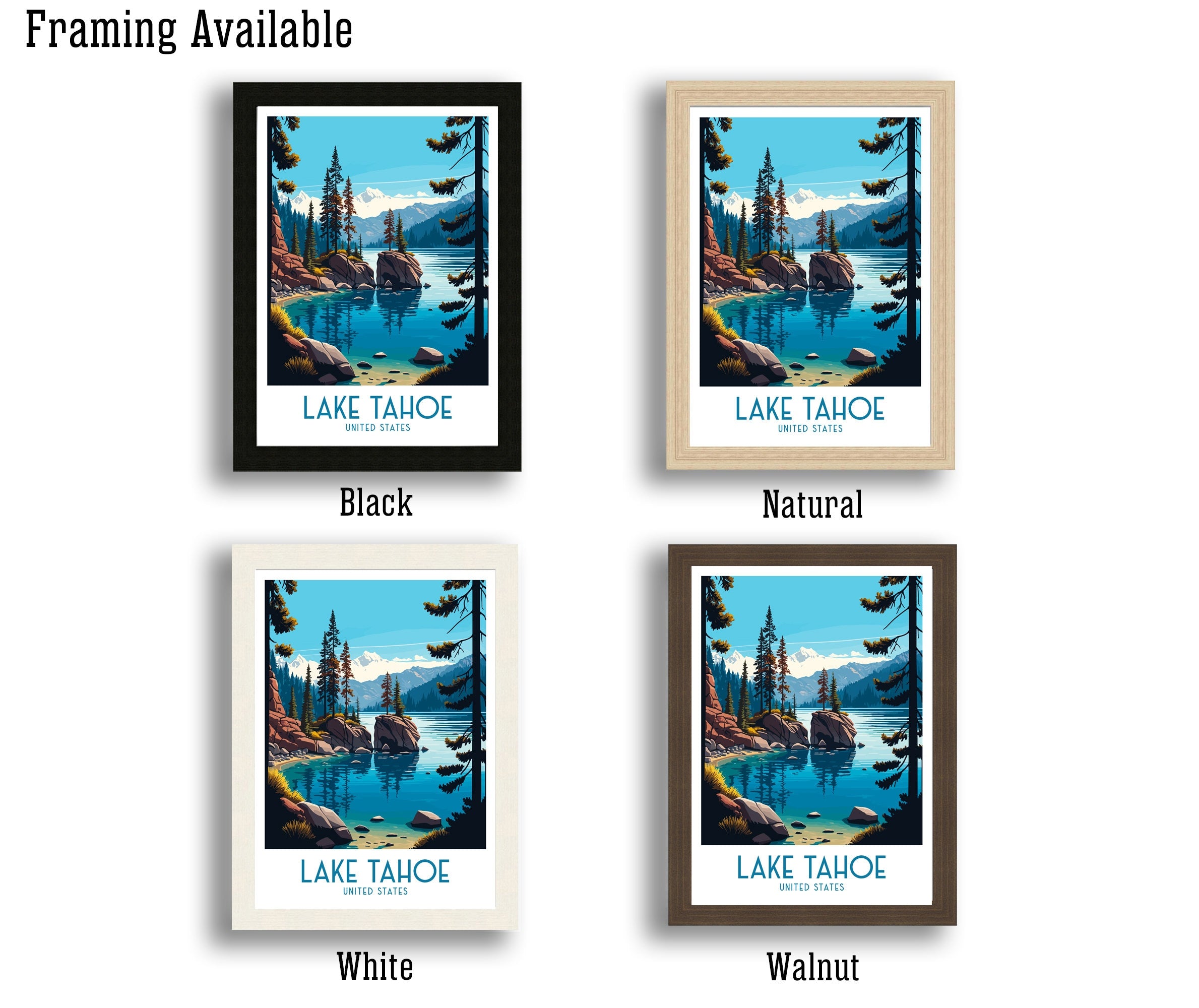 Lake Tahoe Travel Poster | Sierra Nevada Art Print