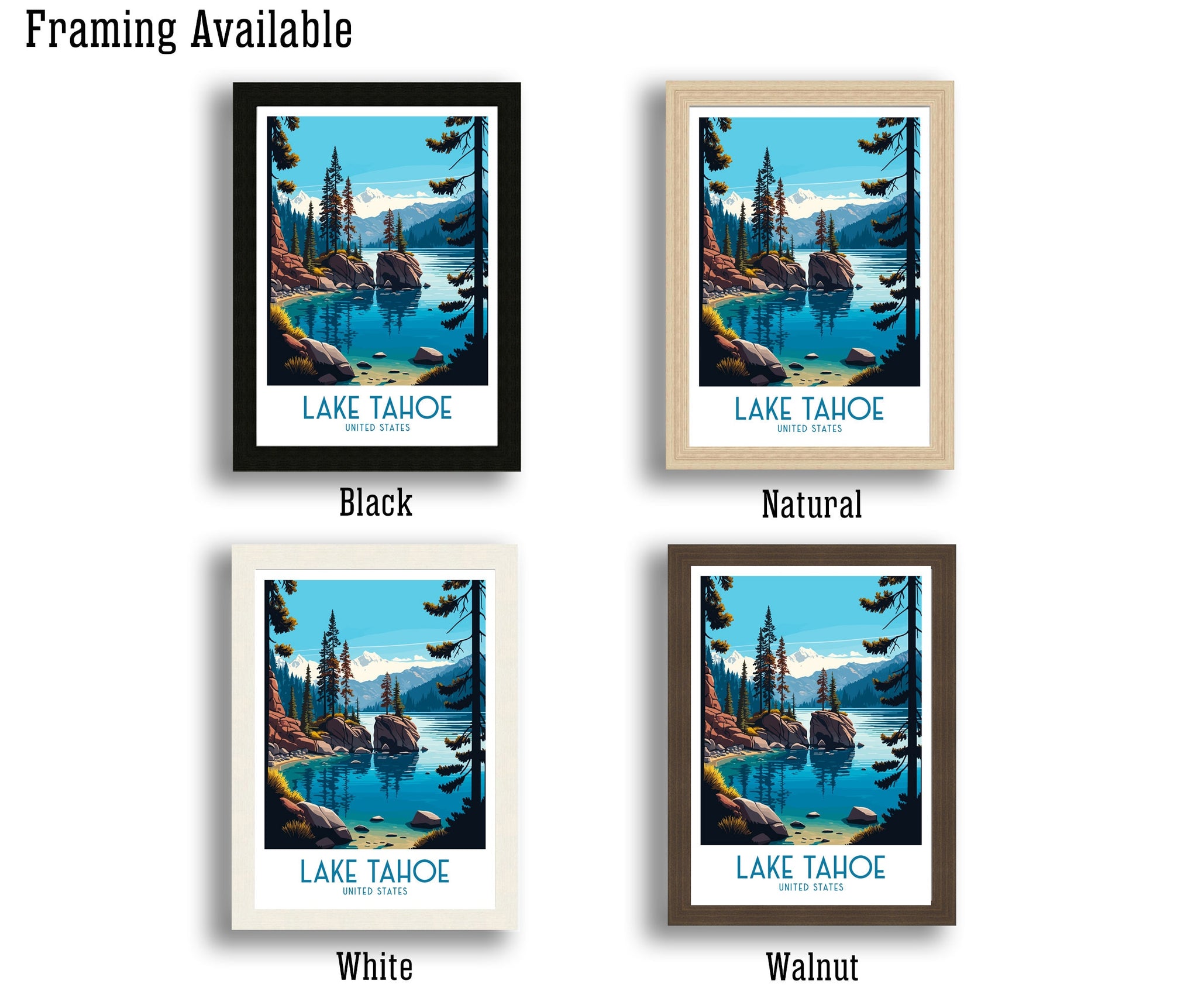 Lake Tahoe Travel Poster | Sierra Nevada Art Print